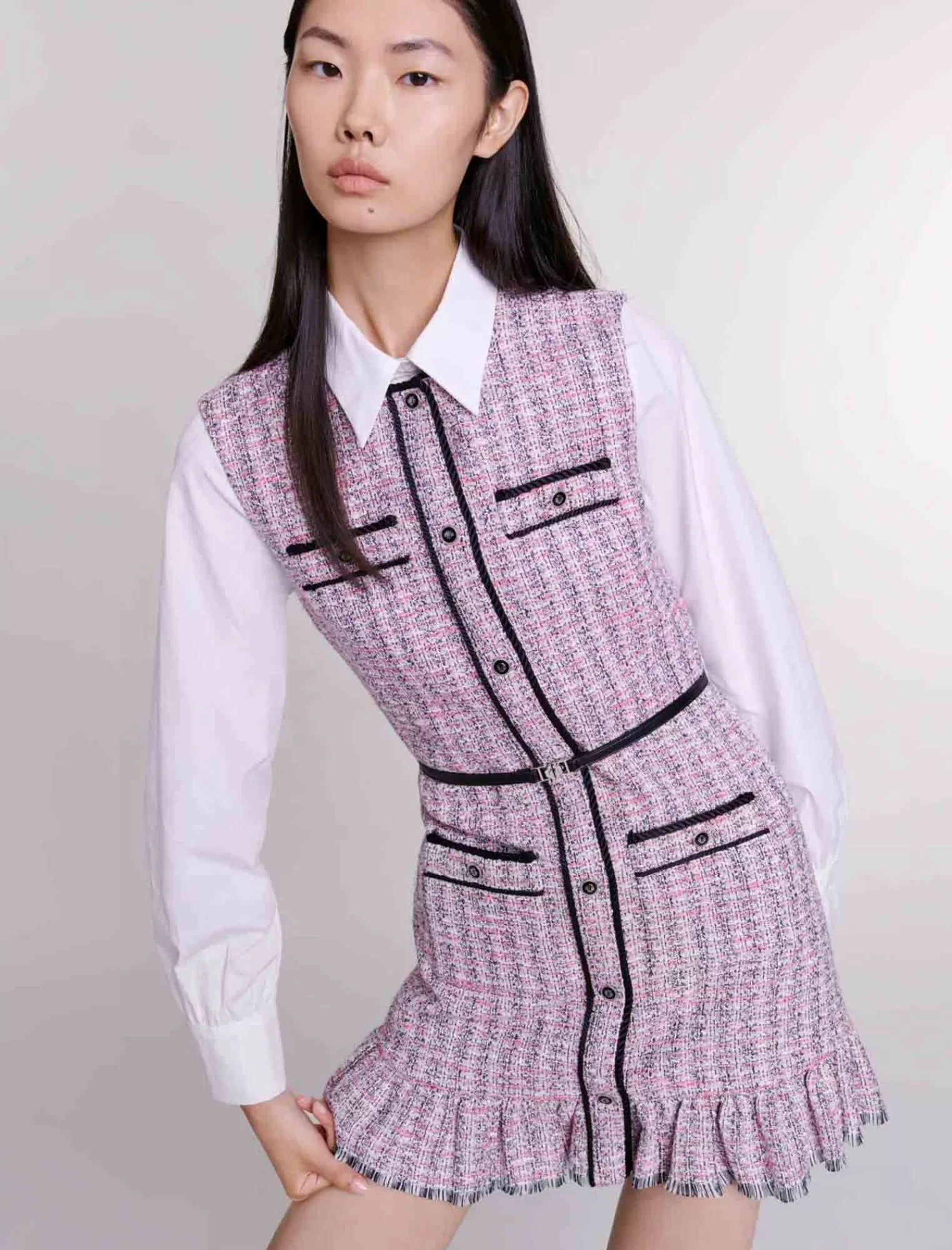 Women Maje 2 In 1 Short Tweed Dress