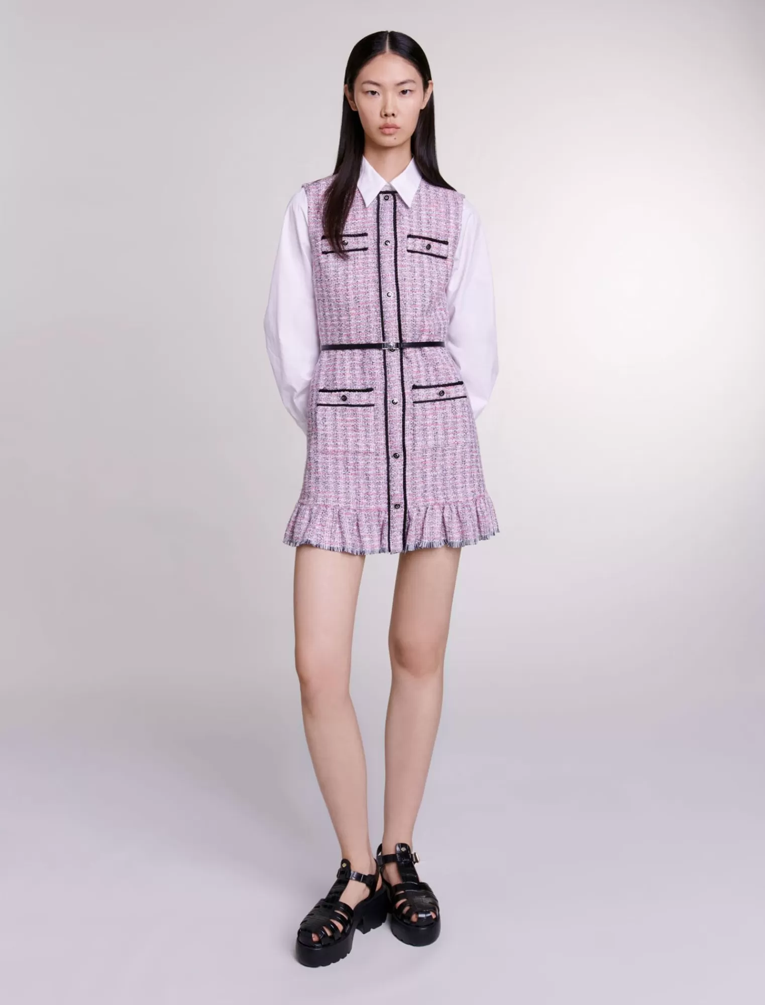Women Maje 2 In 1 Short Tweed Dress