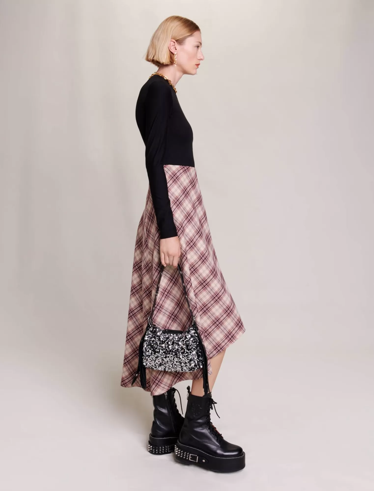 Women Maje Asymmetrical Flannel Dress