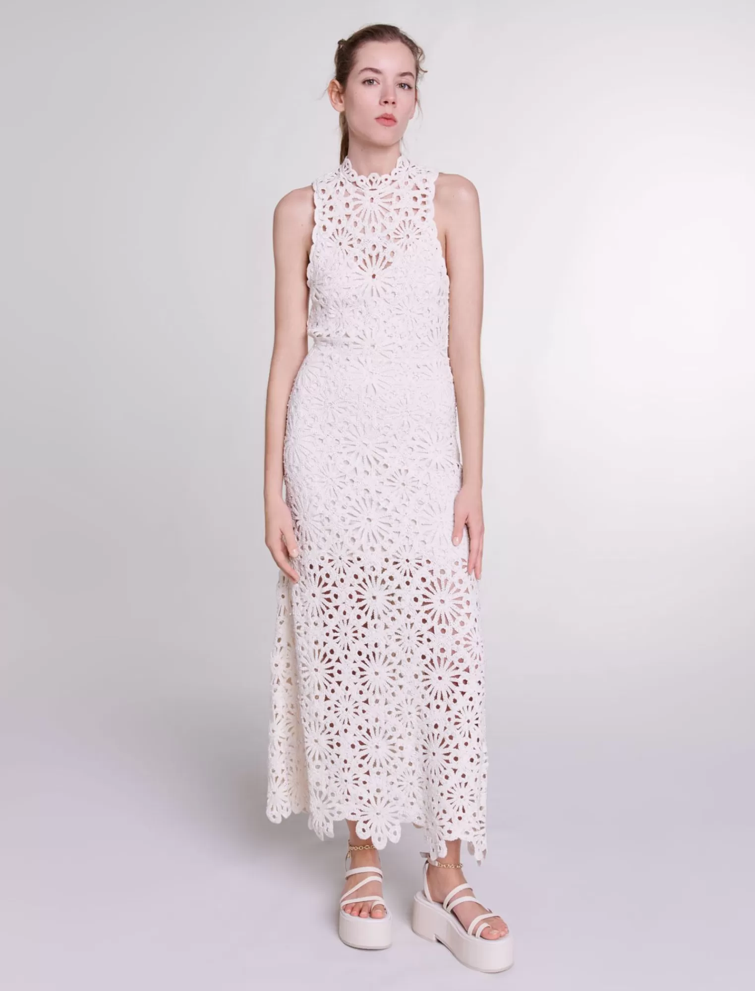 Women Maje Beaded Crochet Maxi Dress