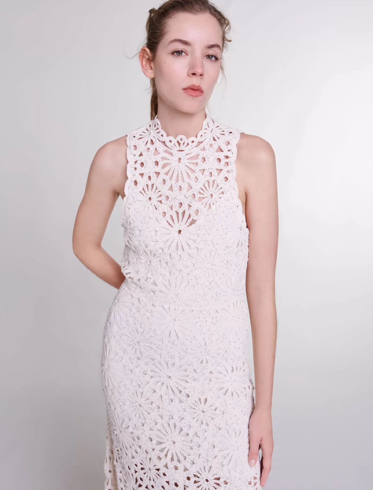 Women Maje Beaded Crochet Maxi Dress