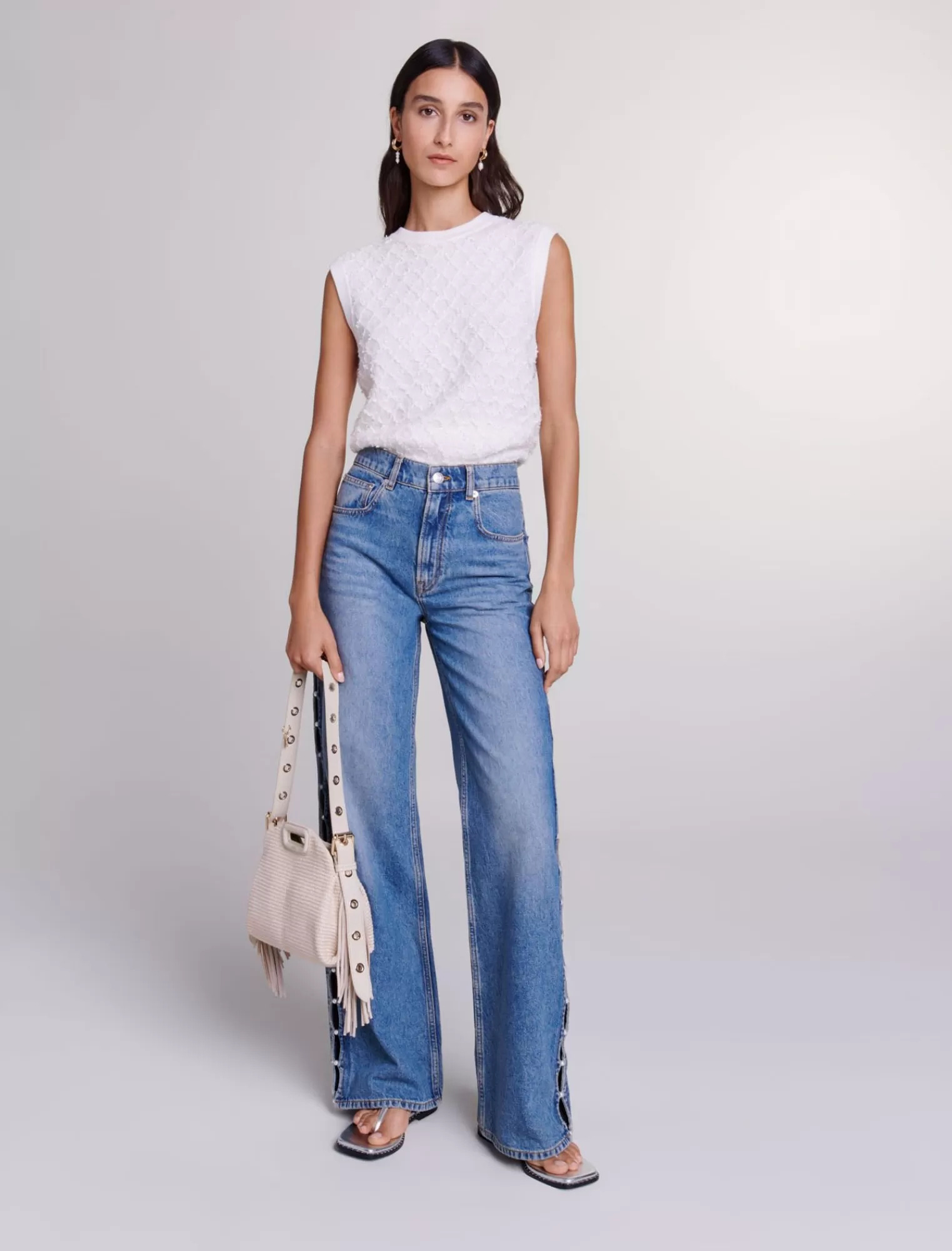 Women Maje Beaded Cutaway Jeans