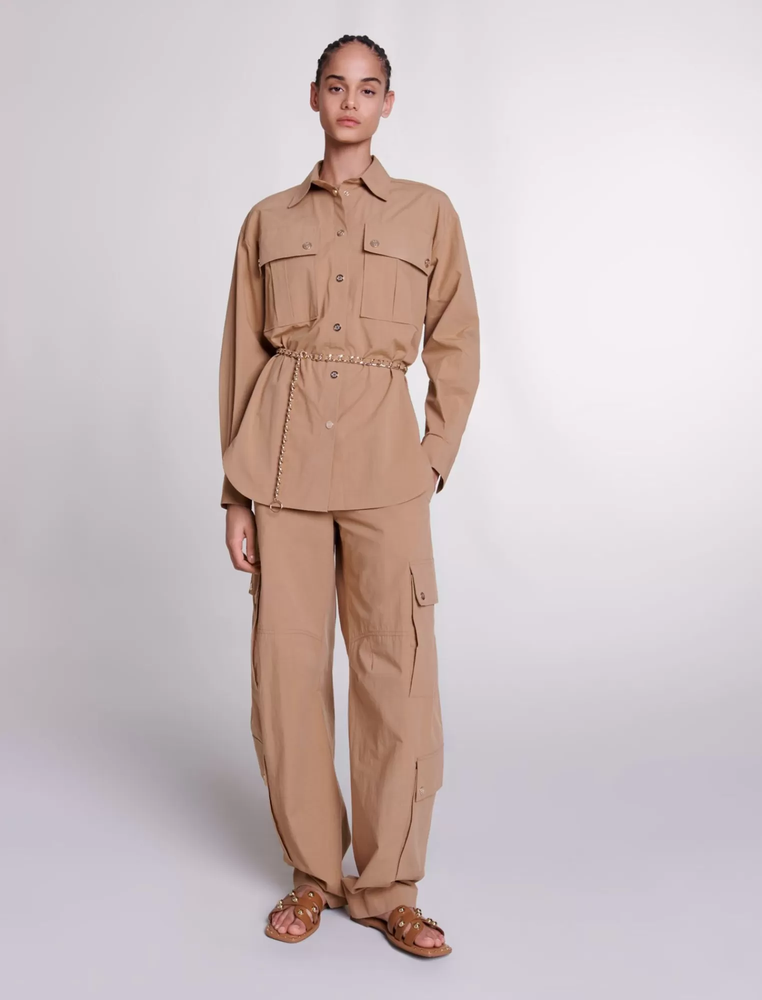 Women Maje Belted Long Shirt