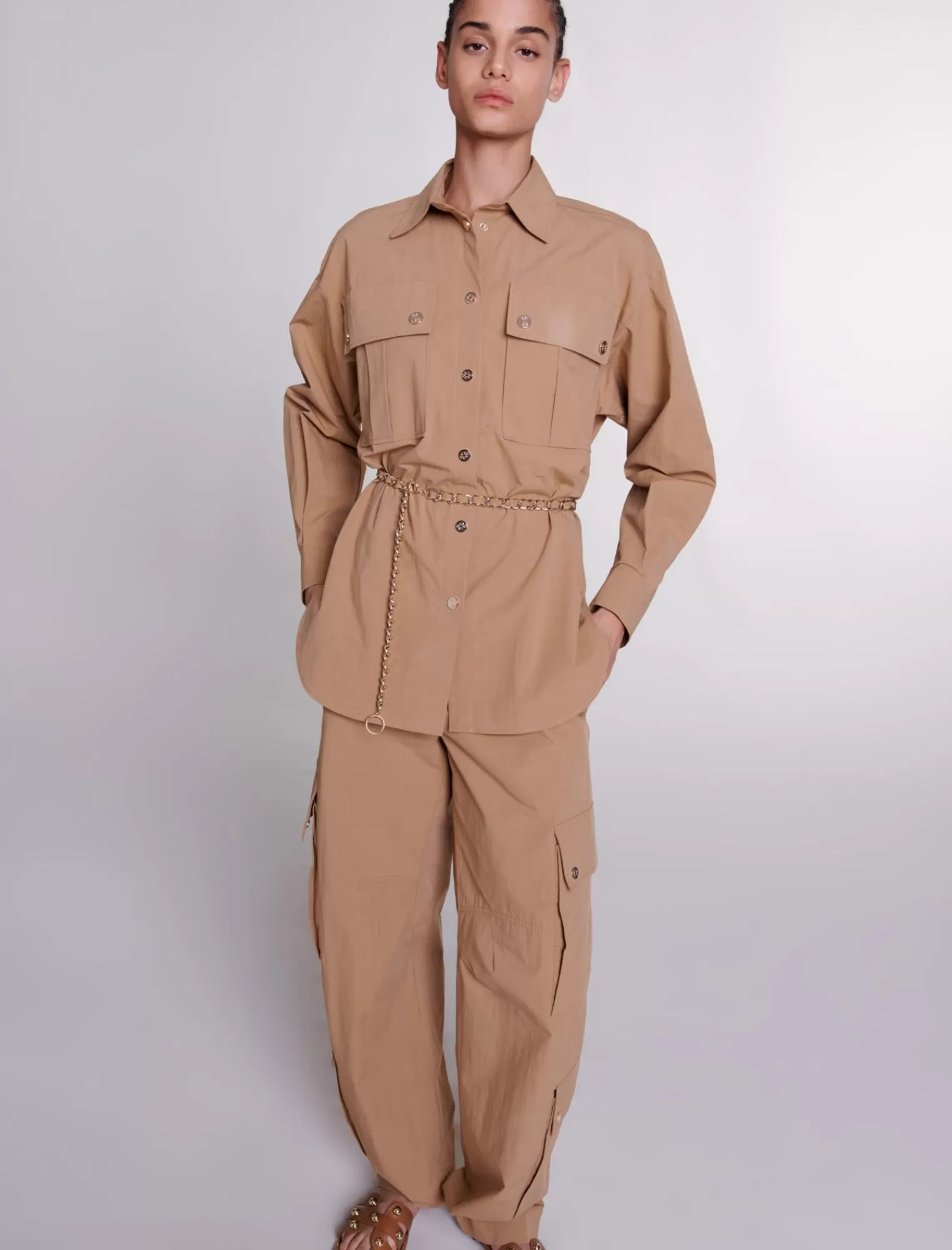 Women Maje Belted Long Shirt