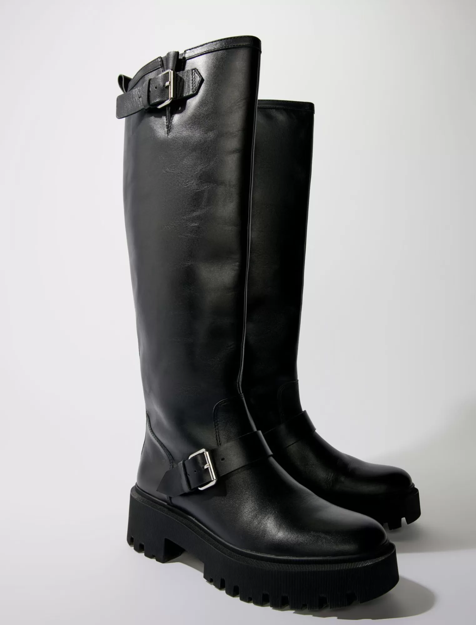 Women Maje Biker Boots In Smooth Leather