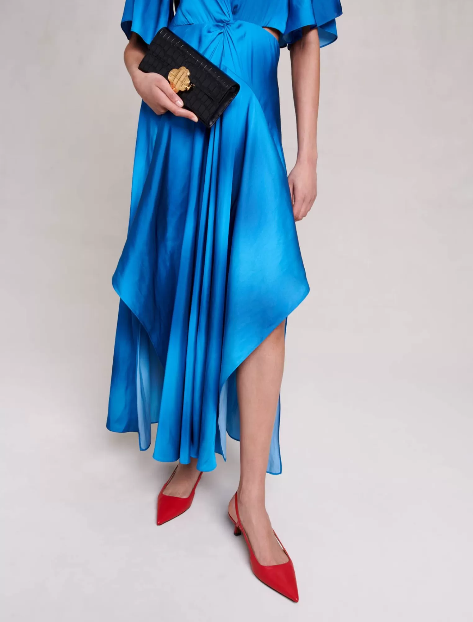 Women Maje Blue Satin Maxi Dress