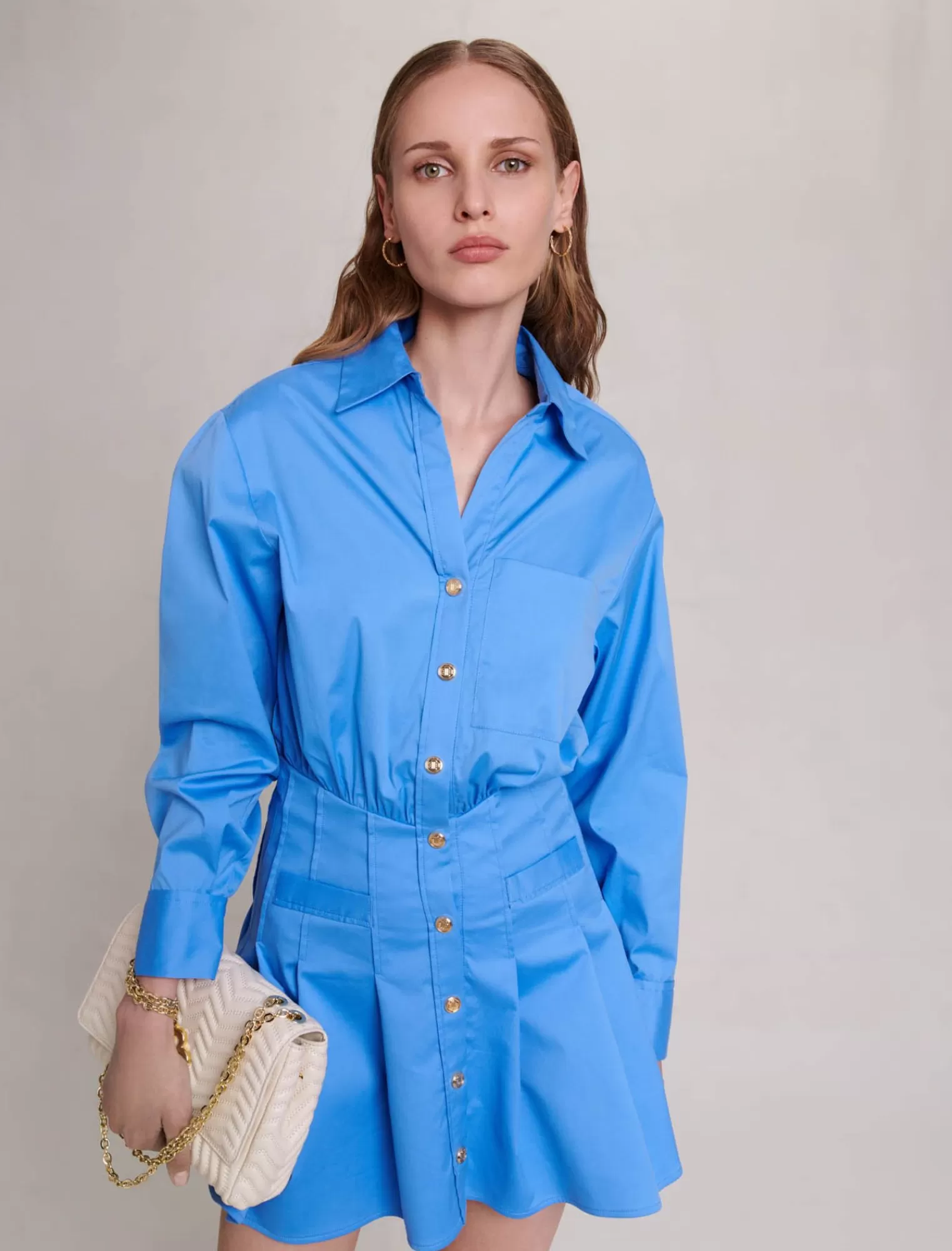 Women Maje Blue Short Shirt Dress