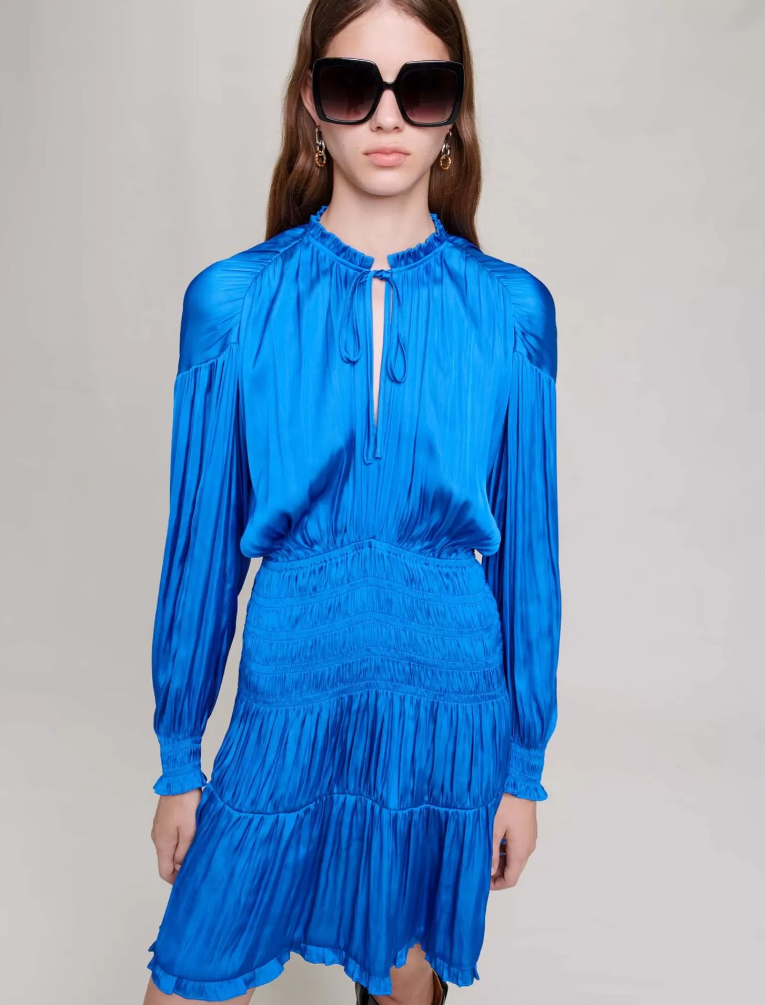 Women Maje Blue Smocked Dress