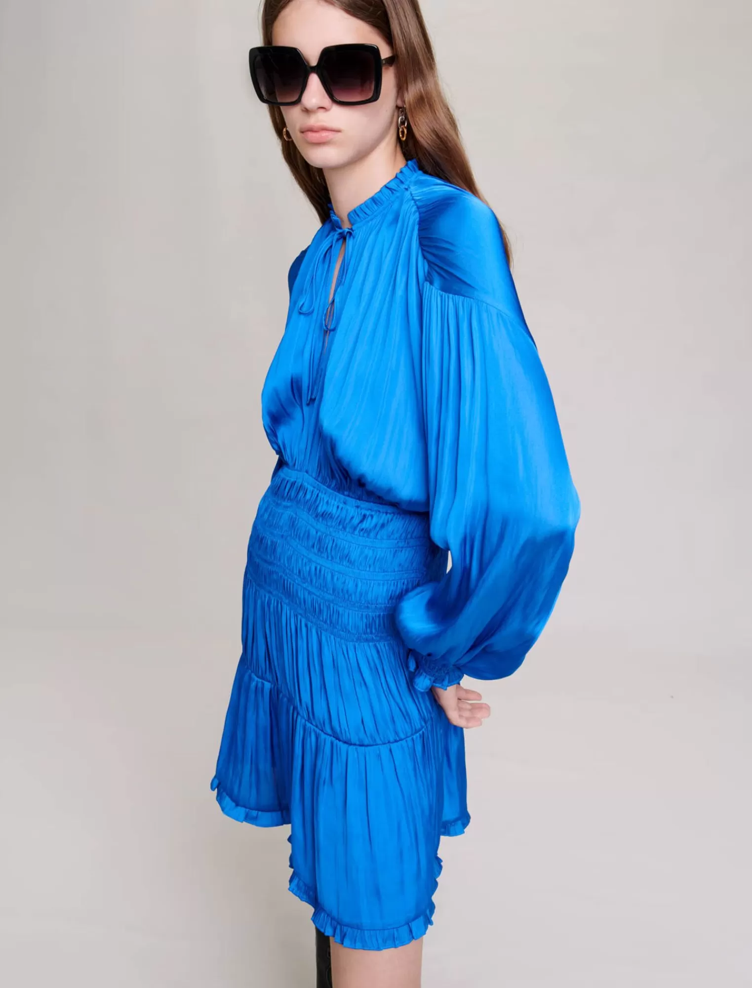 Women Maje Blue Smocked Dress