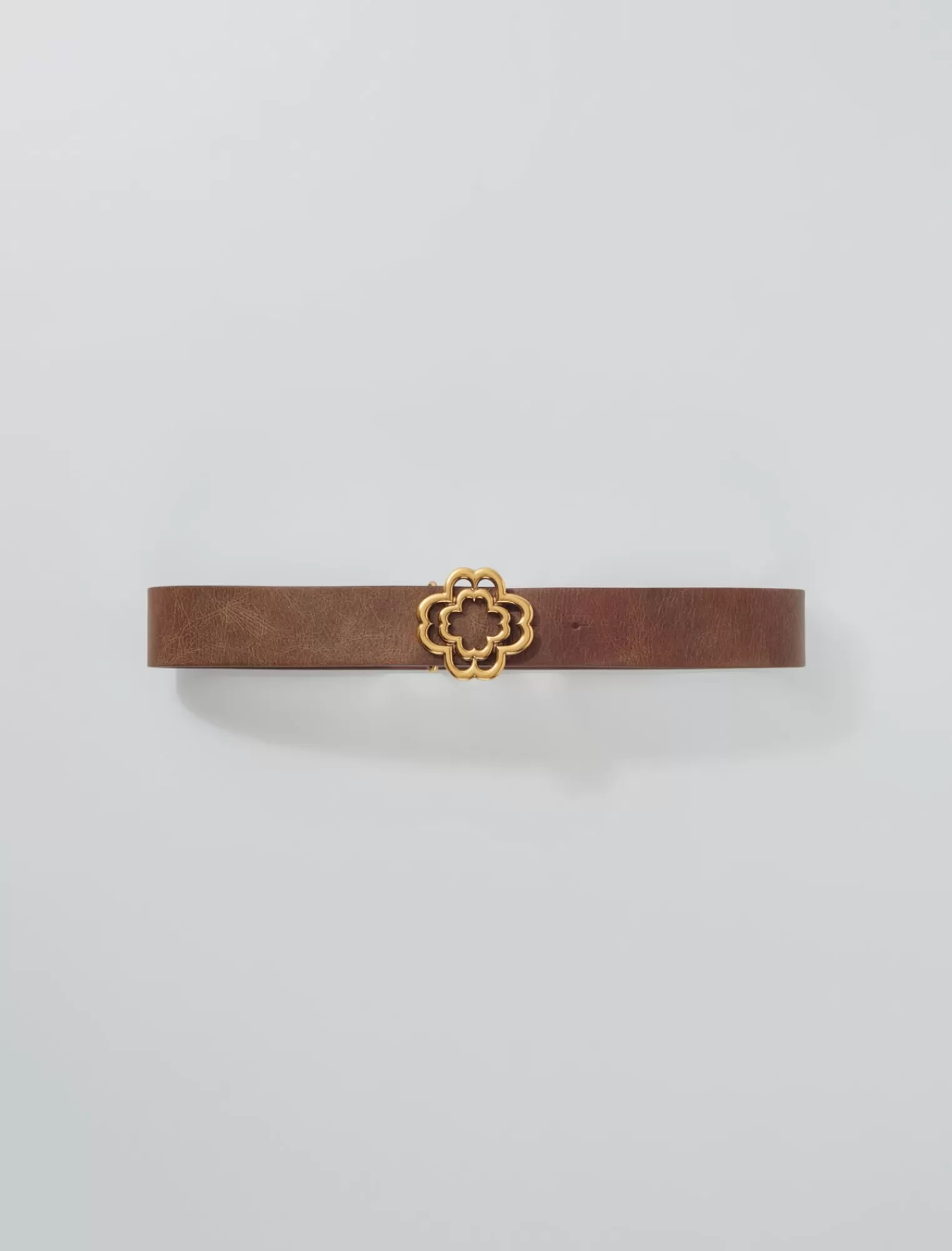 Women Maje Clover Distressed Leather Belt