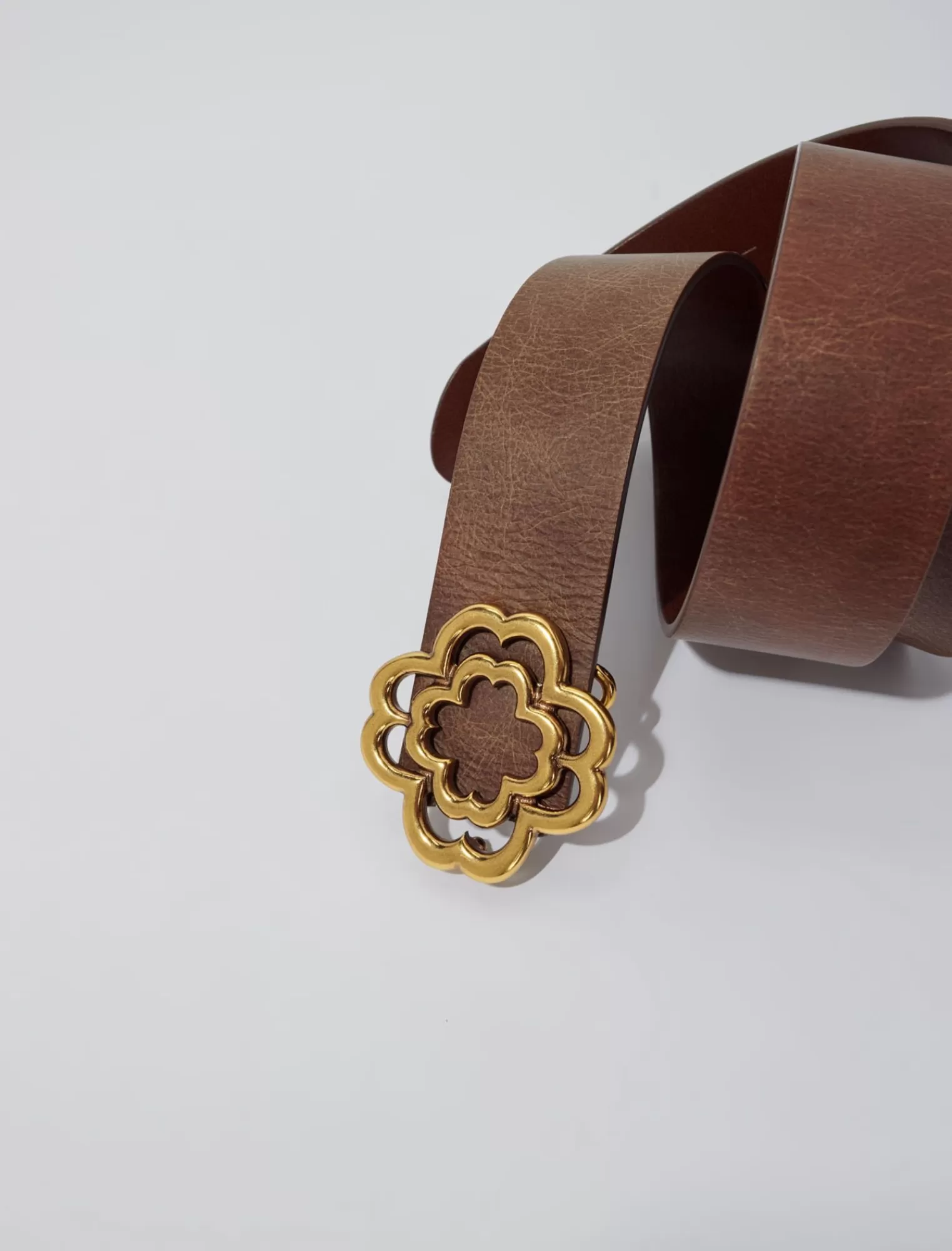 Women Maje Clover Distressed Leather Belt