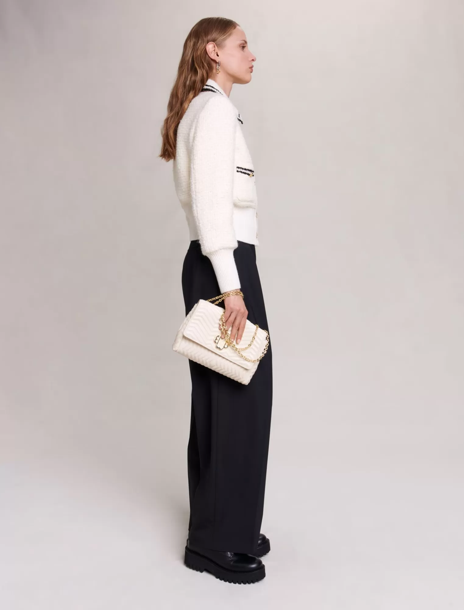 Women Maje Contrasting Tweed-Style Jacket