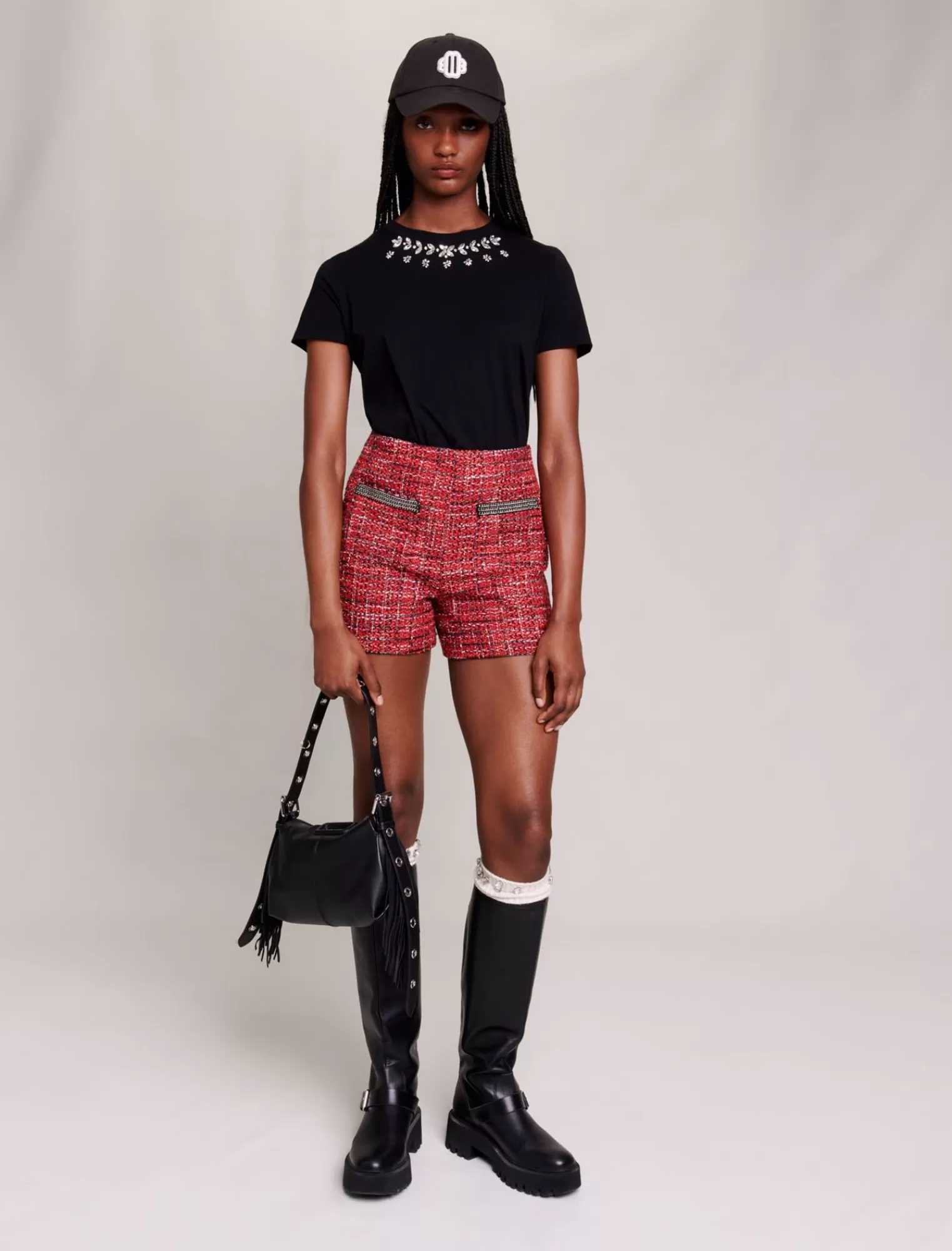 Women Maje Cotton Tshirt With Rhinestones