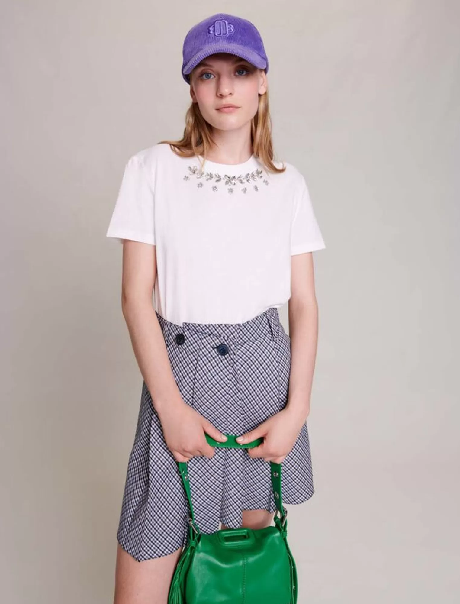 Women Maje Cotton Tshirt With Rhinestones
