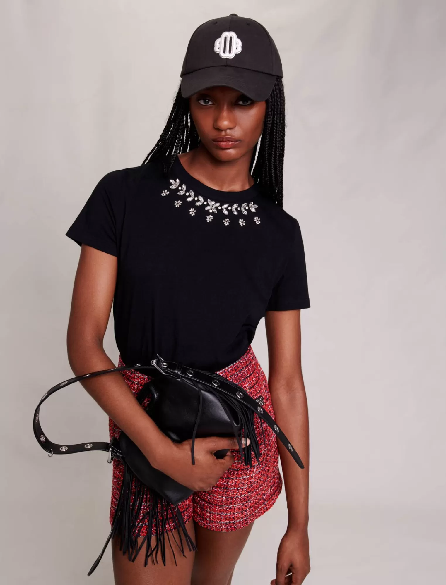 Women Maje Cotton Tshirt With Rhinestones