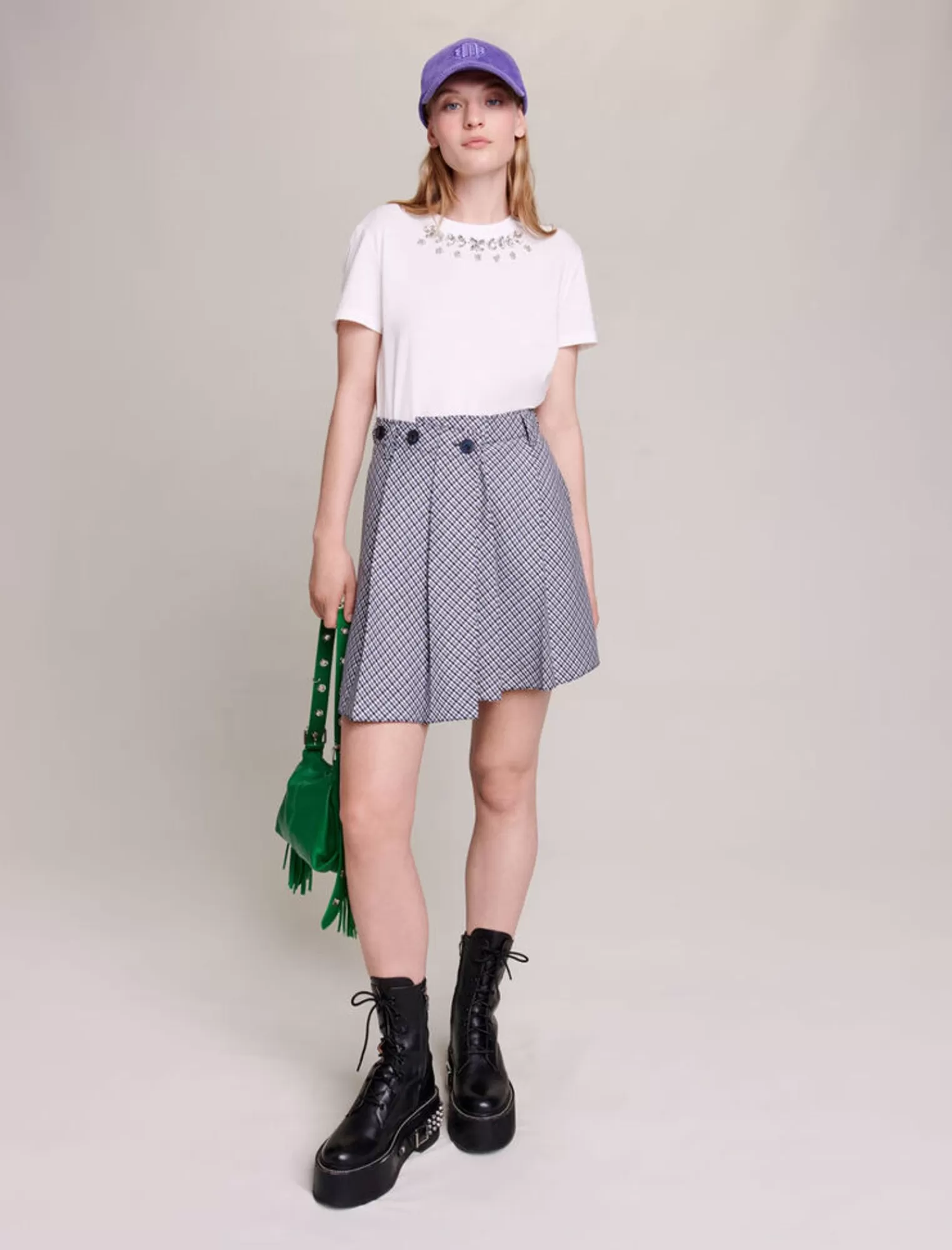 Women Maje Cotton Tshirt With Rhinestones