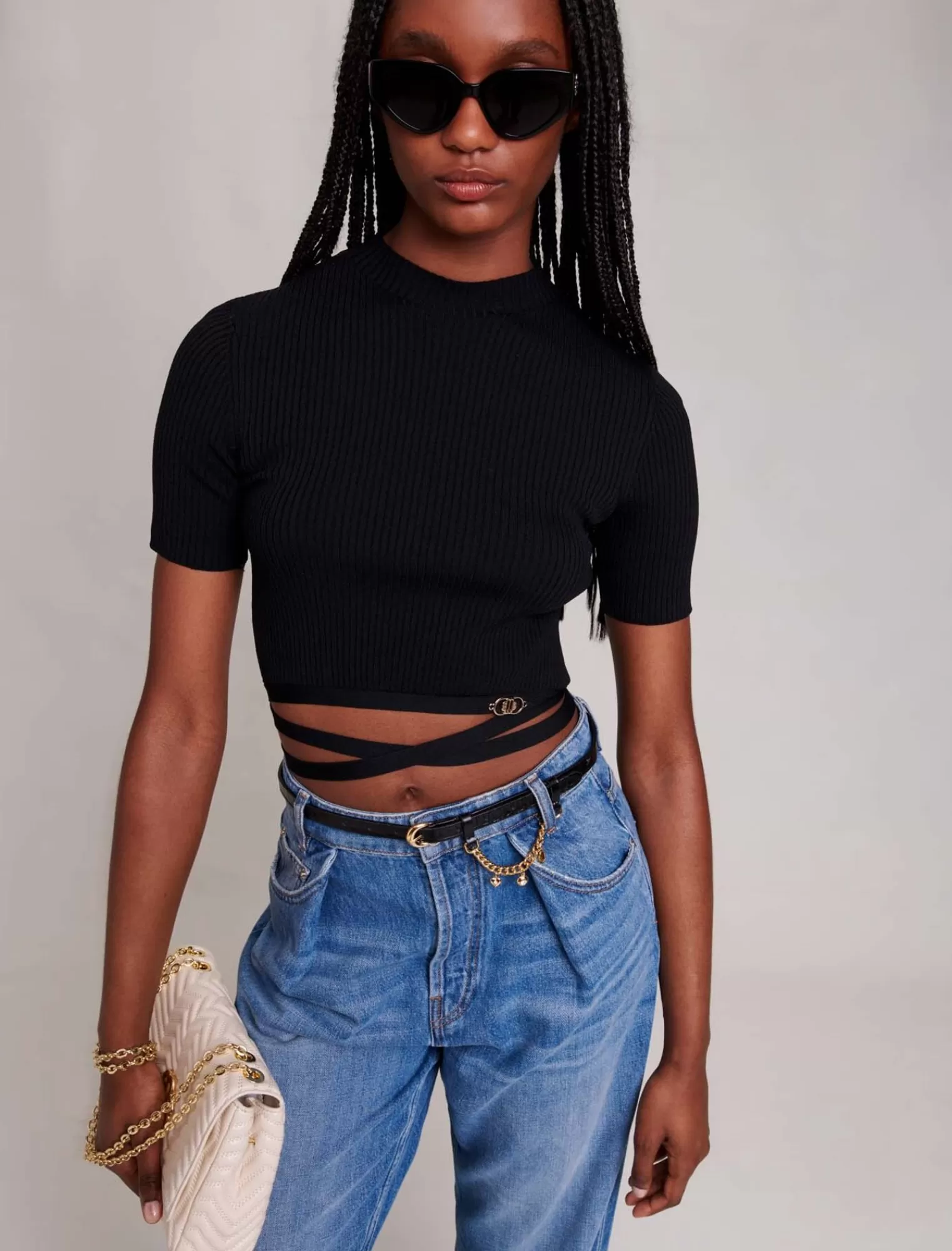 Women Maje Criss Crossed Cropped Top