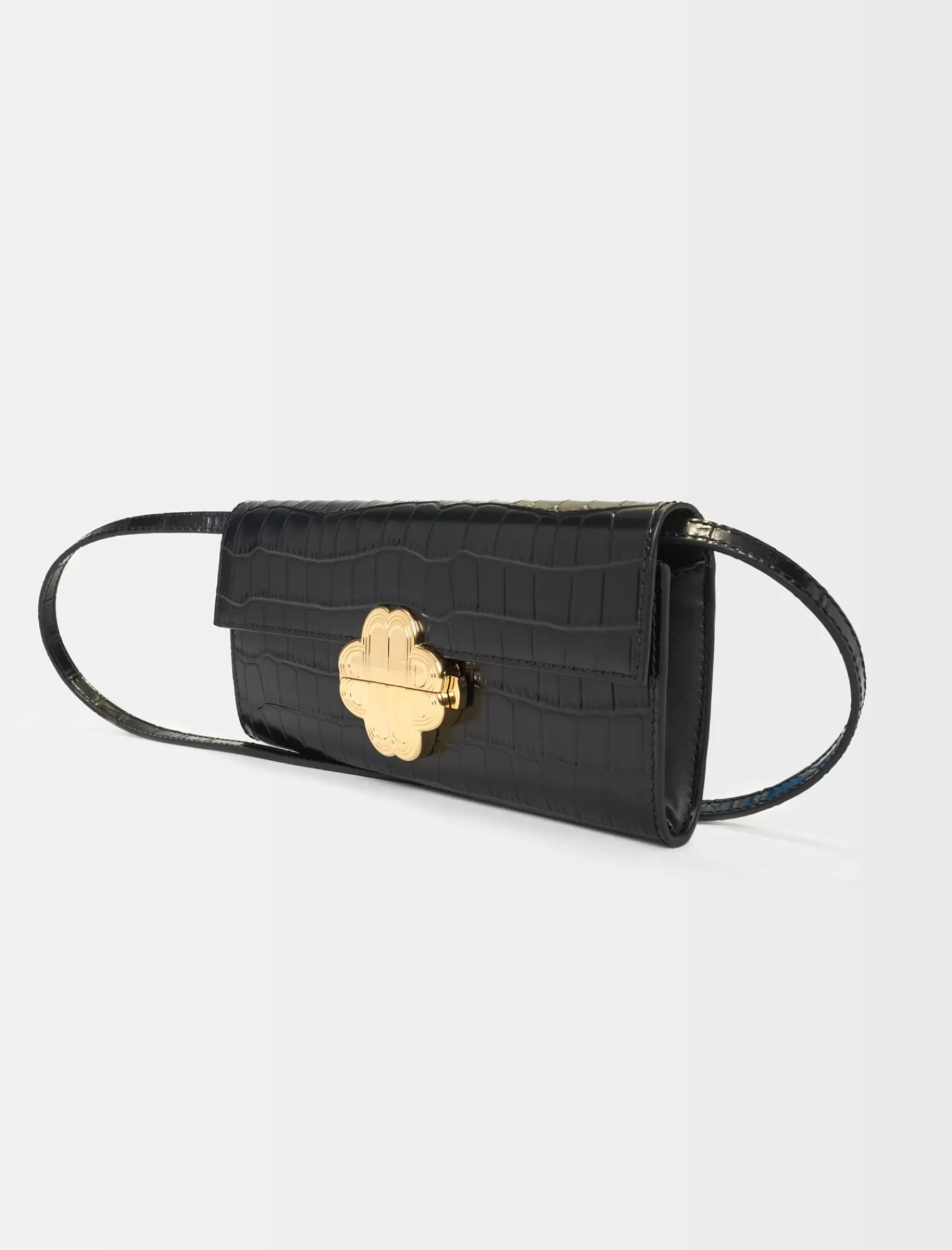 Women Maje Croc Effect Embossed Leather Bag