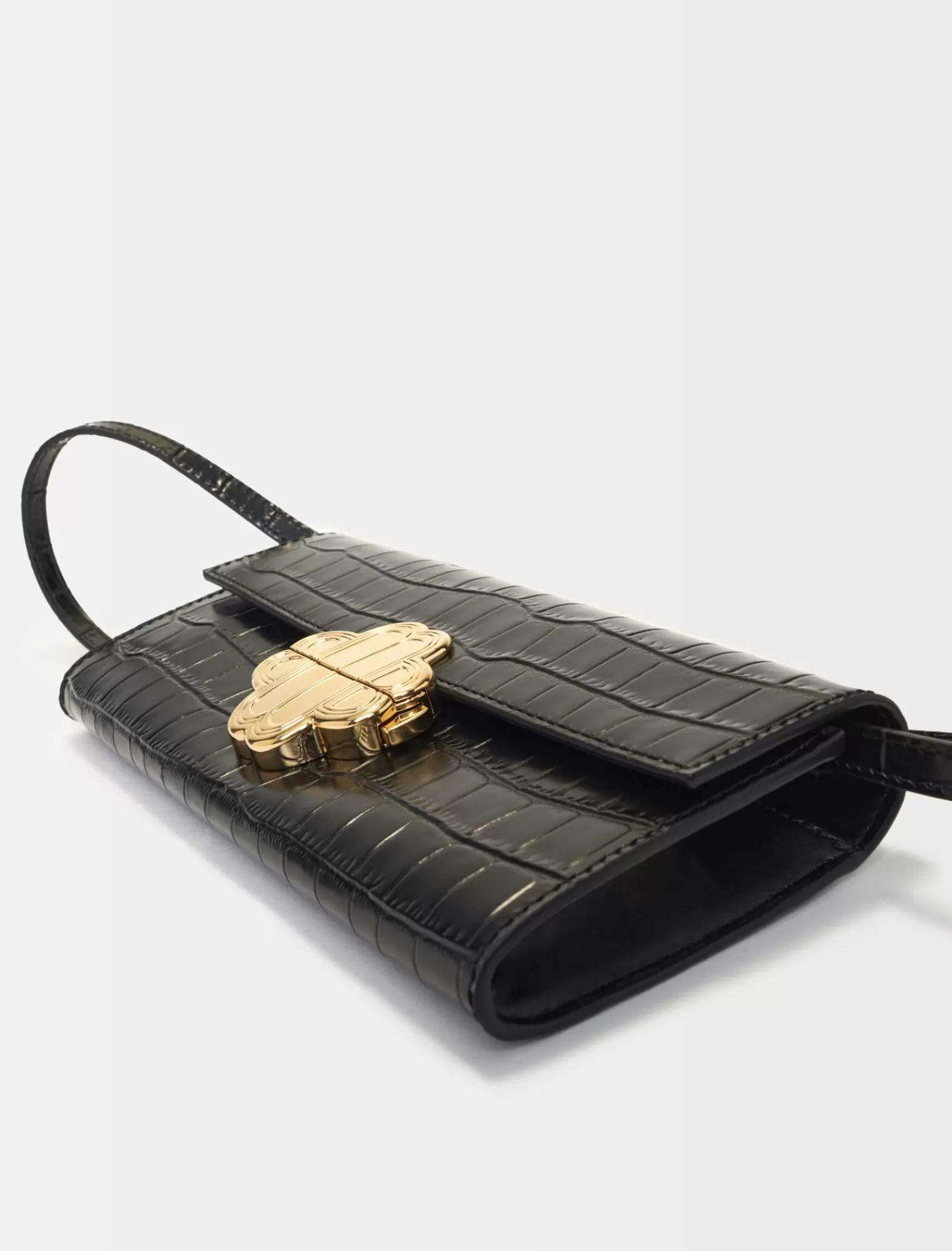 Women Maje Croc Effect Embossed Leather Bag