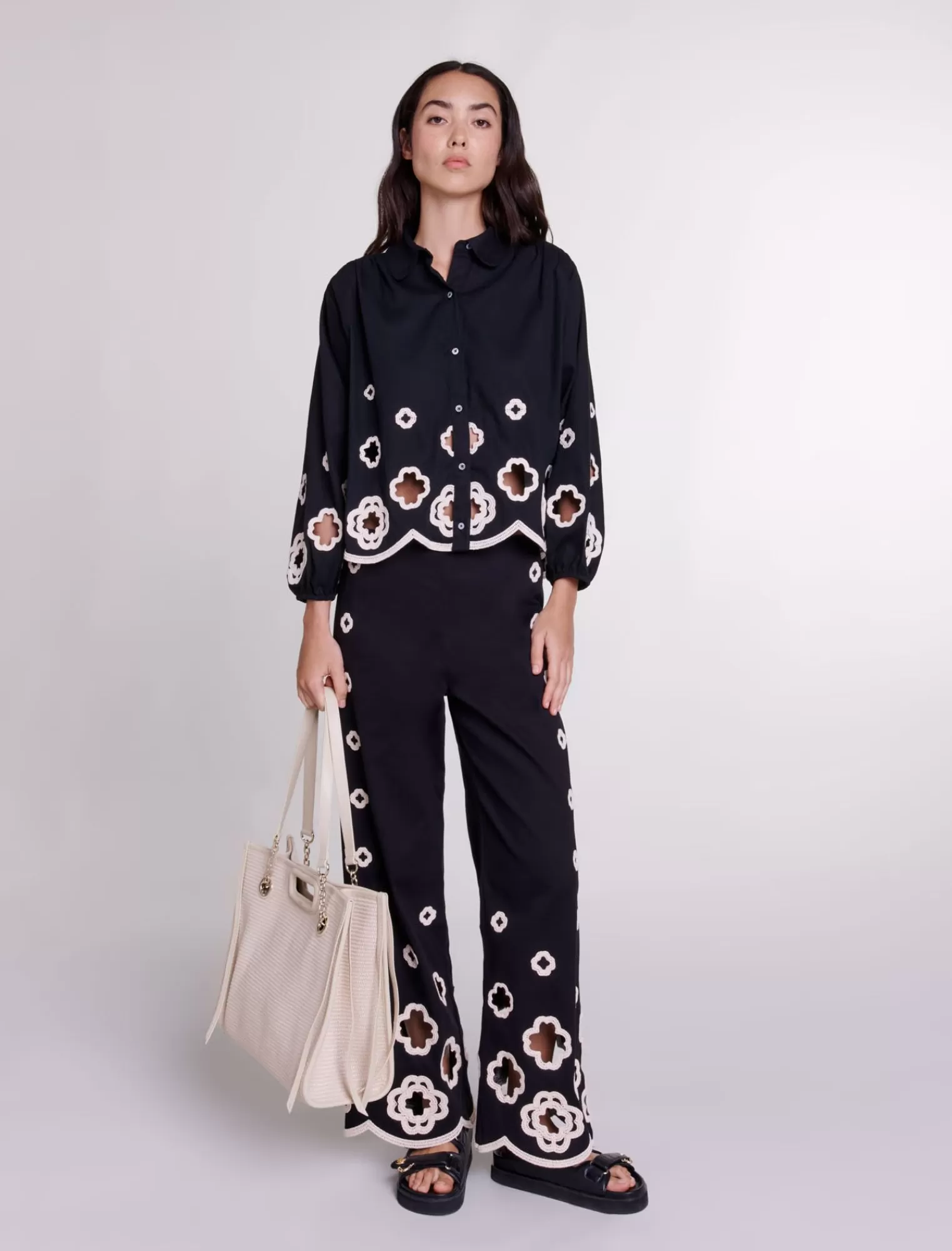 Women Maje Crochet Clovers Shirt