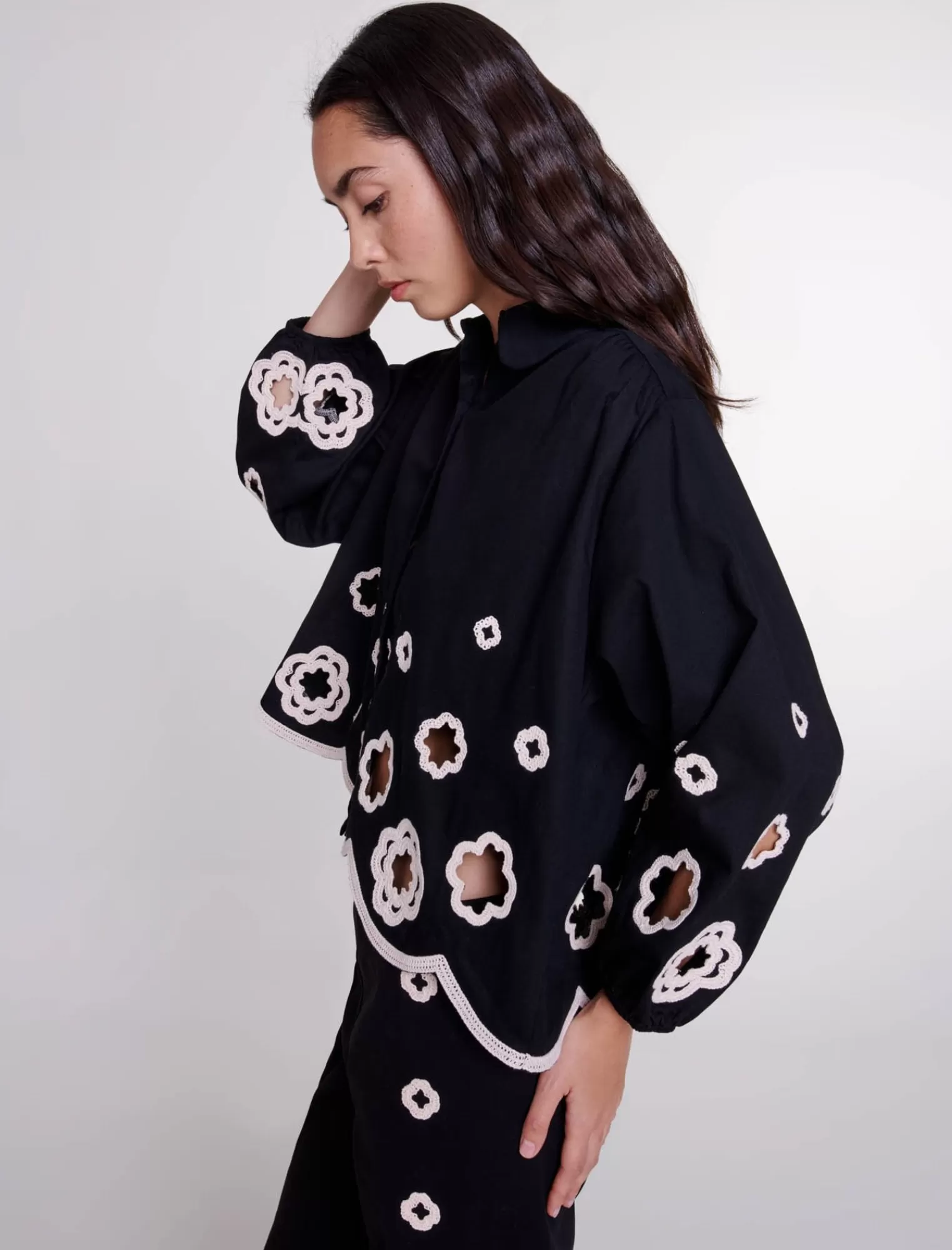 Women Maje Crochet Clovers Shirt