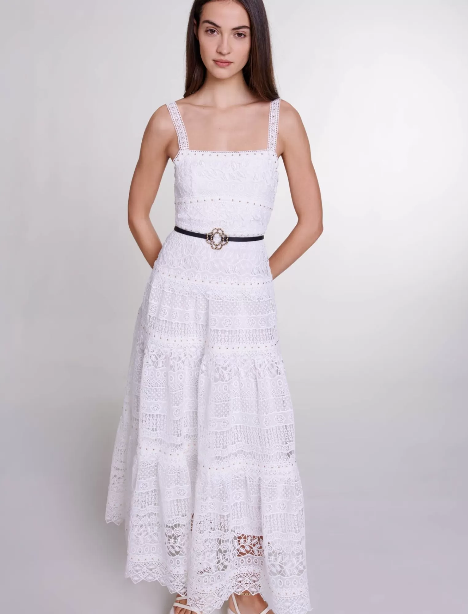 Women Maje Crochet Knit Maxi Dress