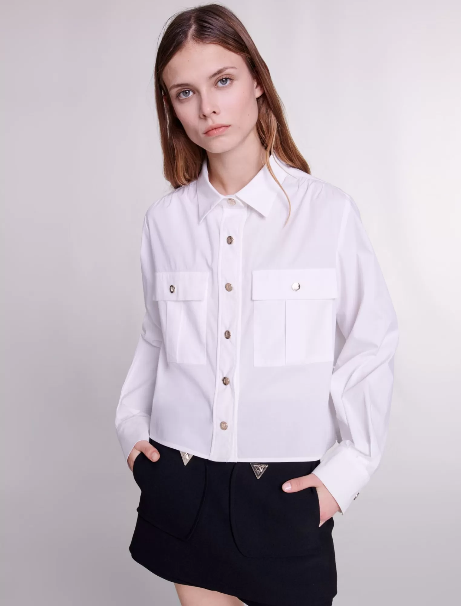 Women Maje Cropped Cotton Shirt