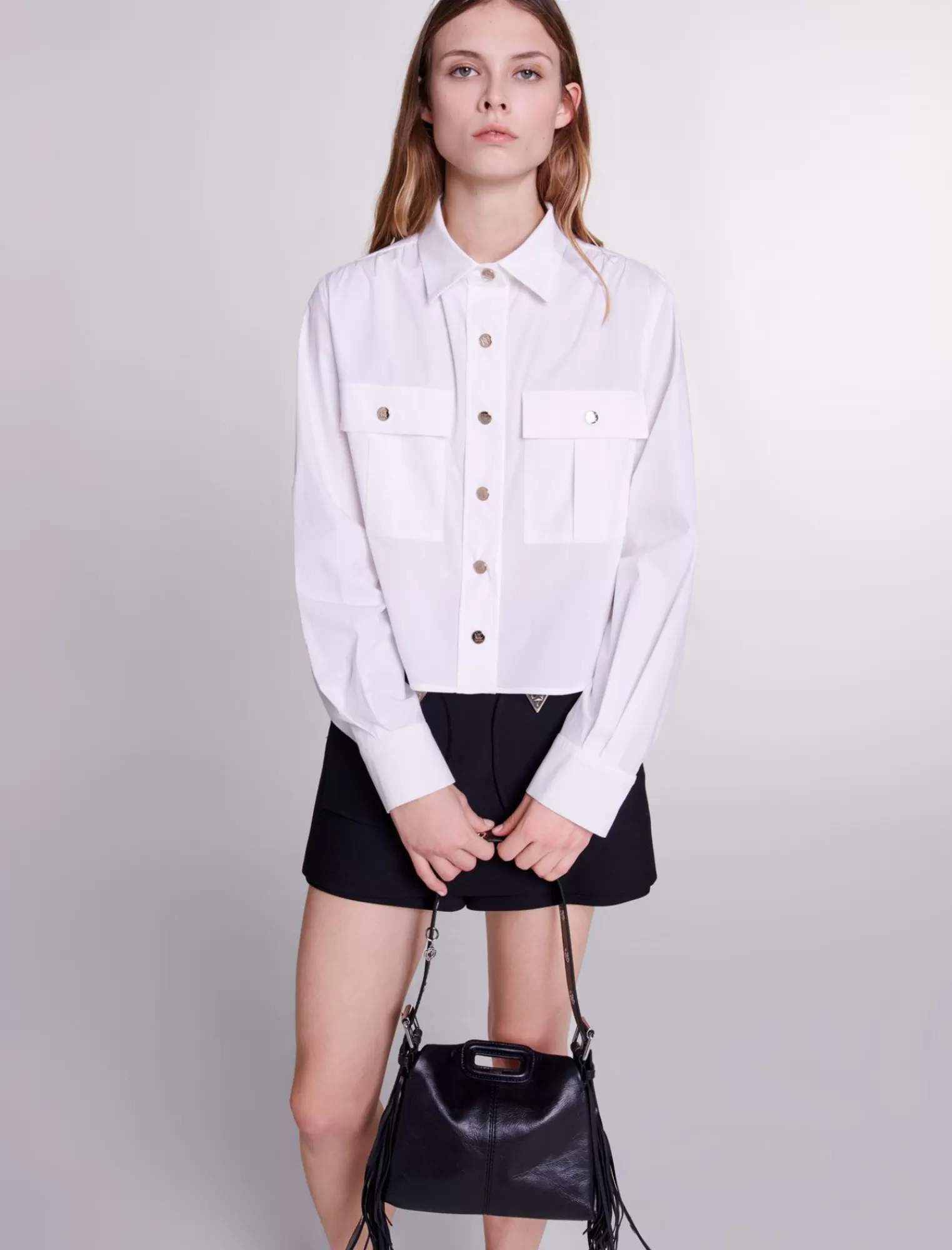 Women Maje Cropped Cotton Shirt