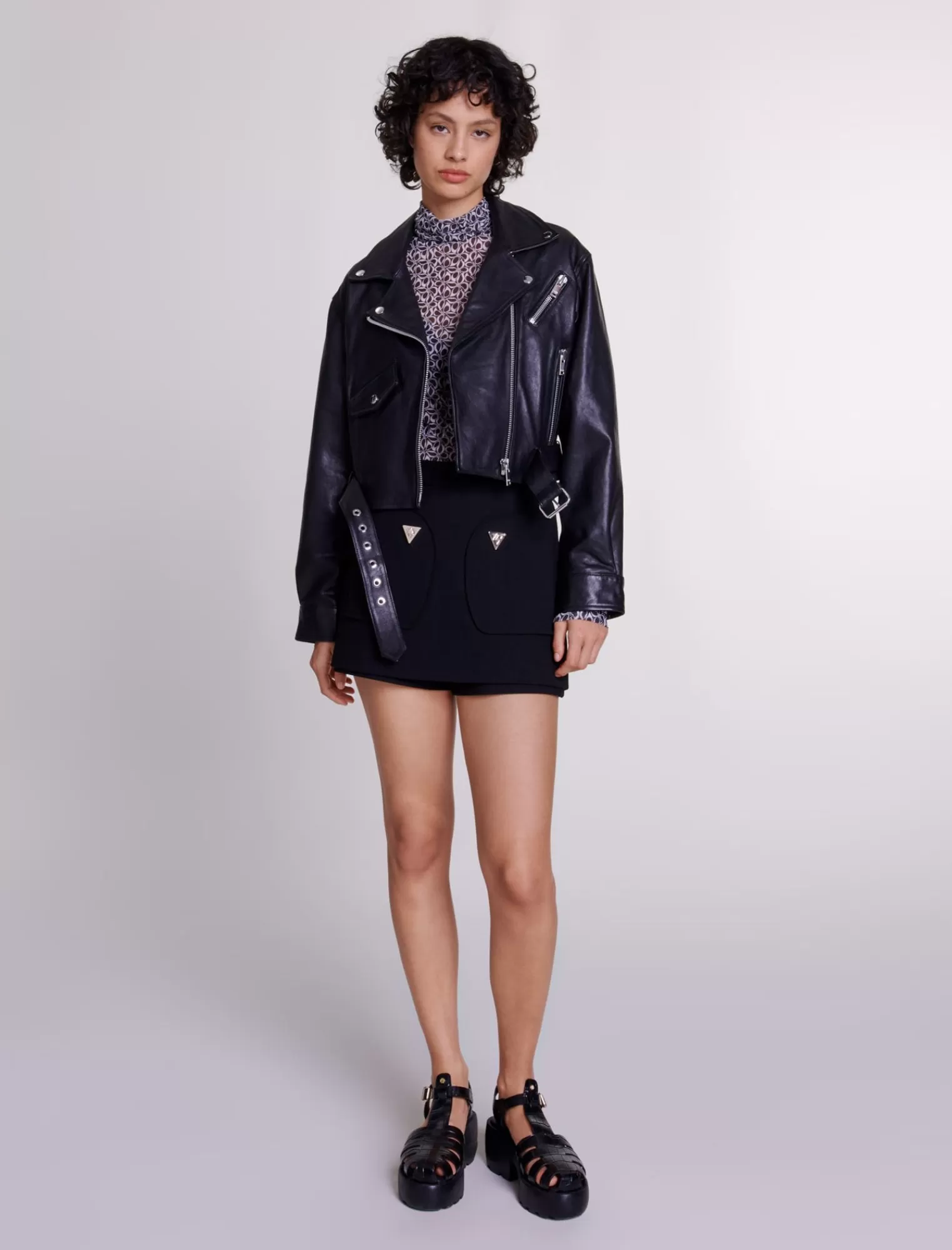 Women Maje Cropped Leather Jacket