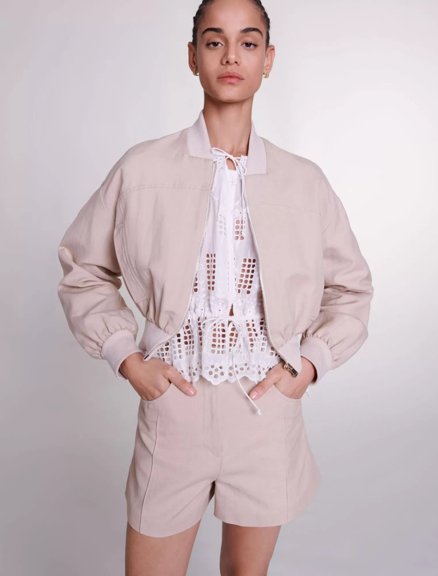 Women Maje Cropped Linen Jacket