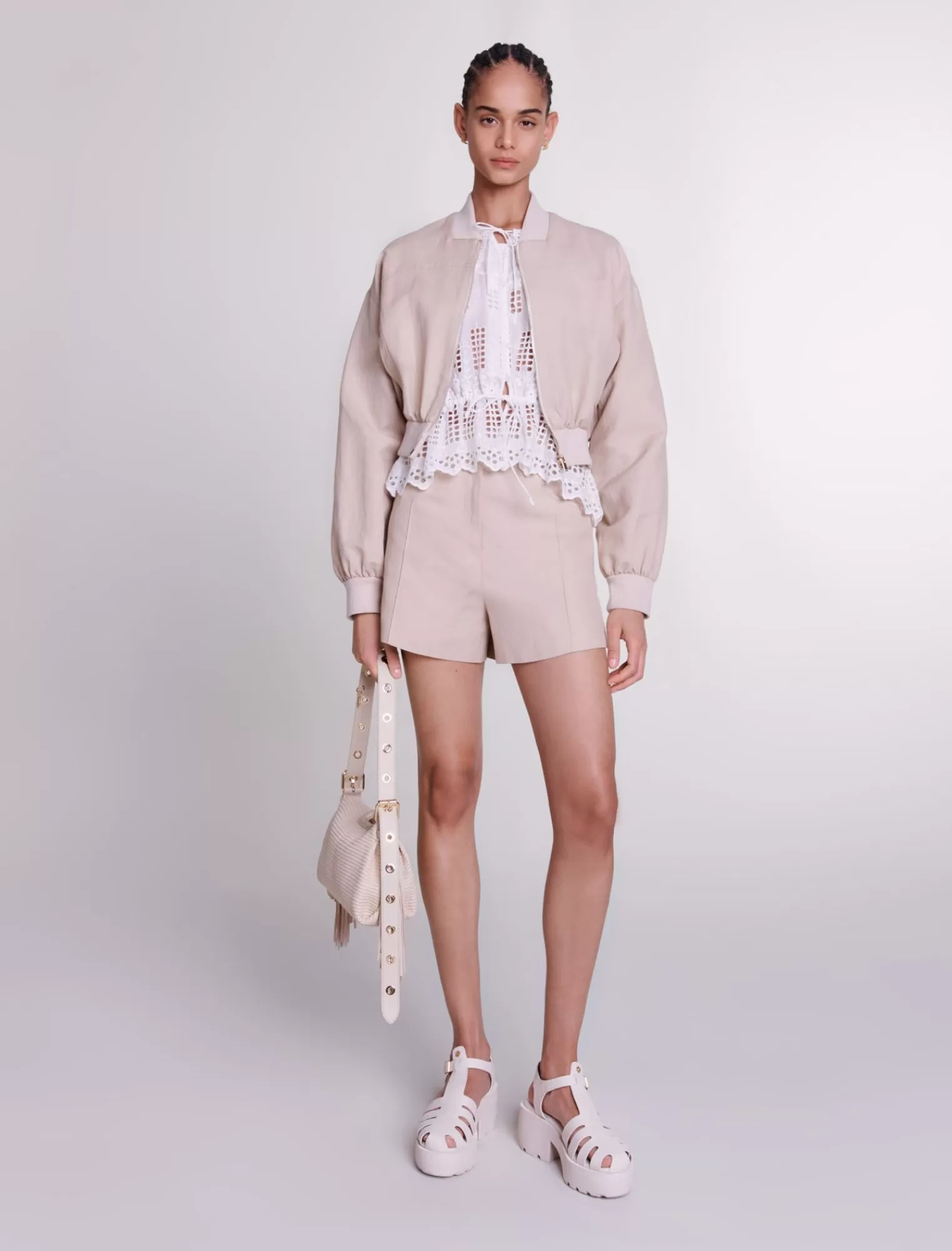 Women Maje Cropped Linen Jacket