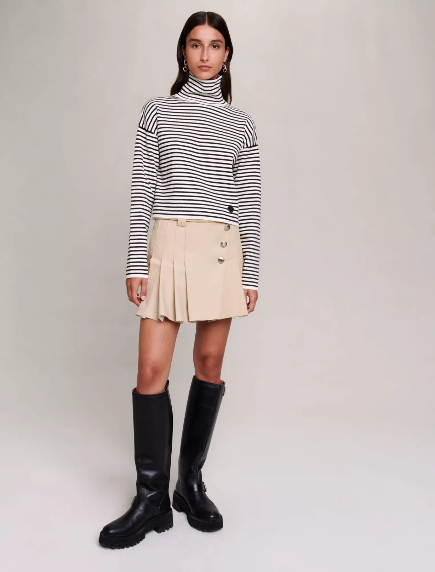 Women Maje Cropped Striped Pullover