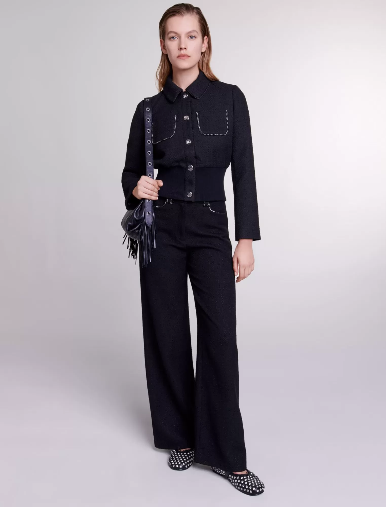 Women Maje Cropped Tweed Jacket