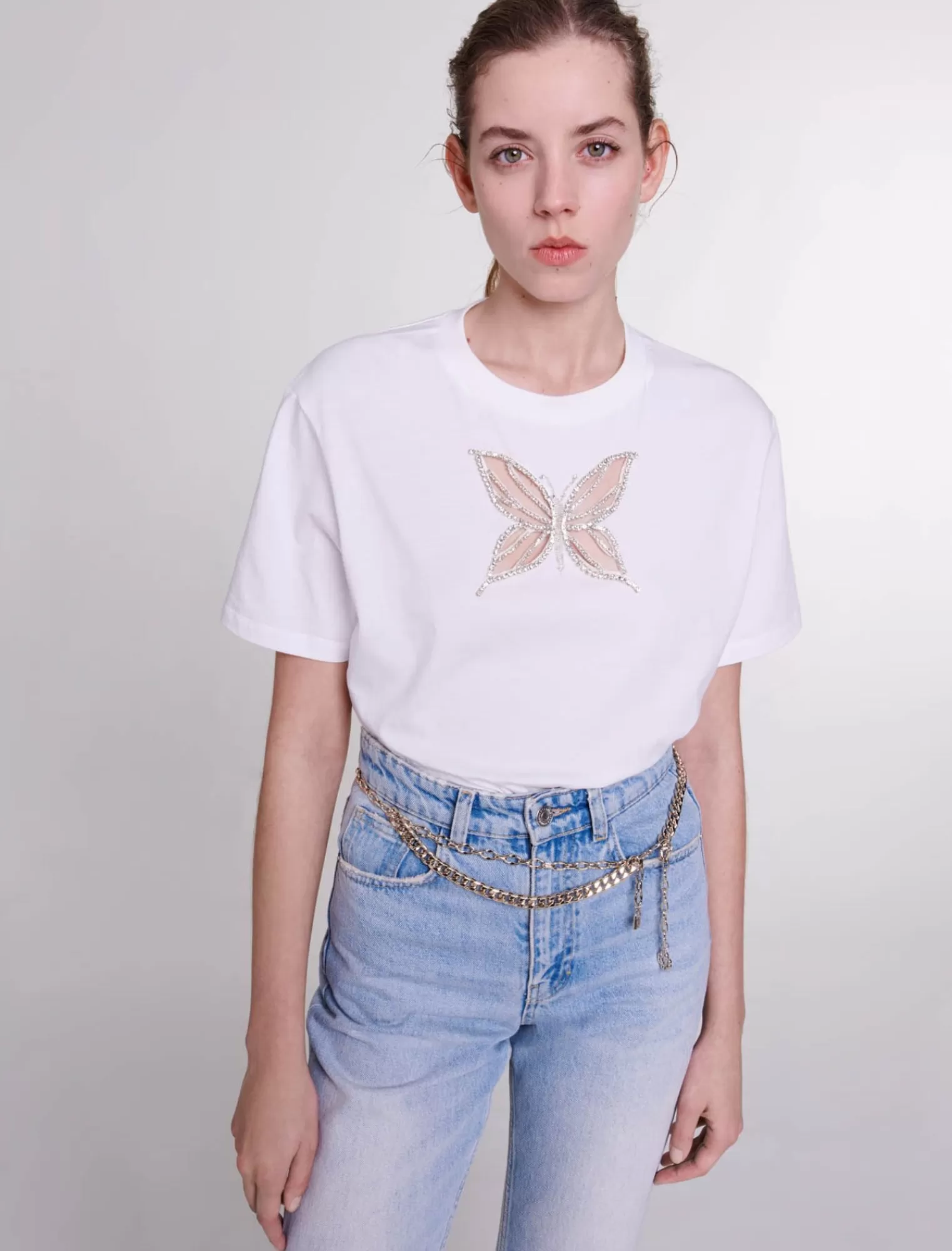 Women Maje Crystal Butterfly Tshirt