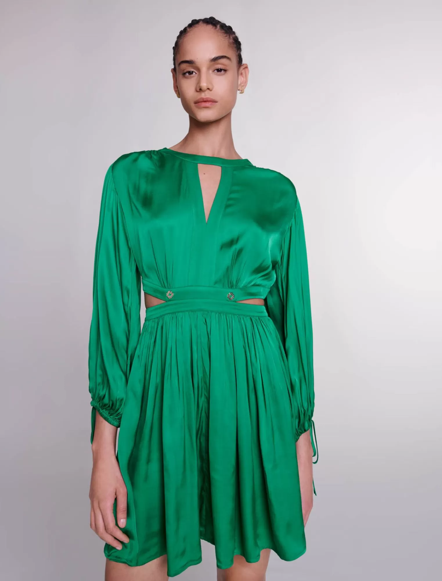 Women Maje Cut Out Satin Midi Dress