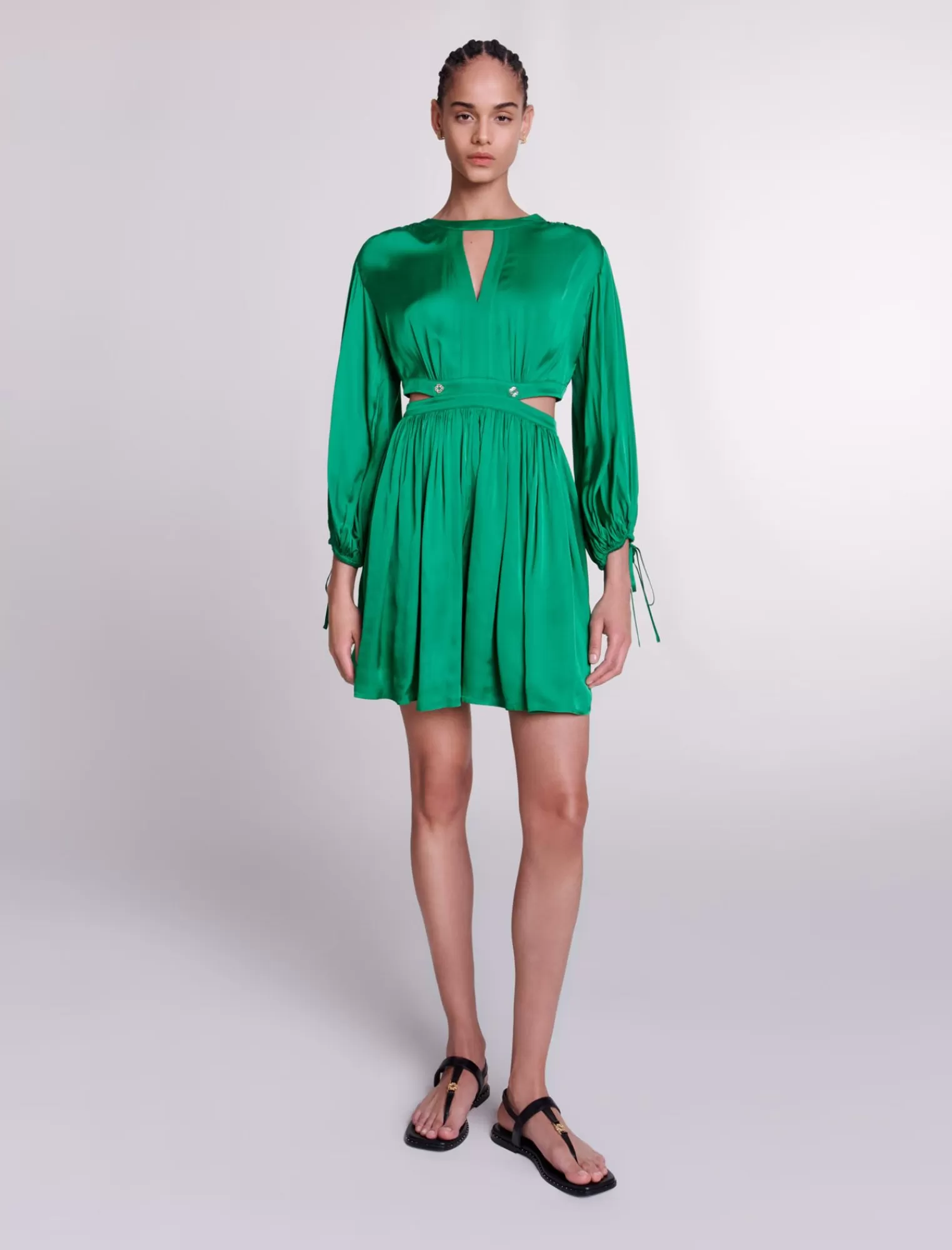 Women Maje Cut Out Satin Midi Dress