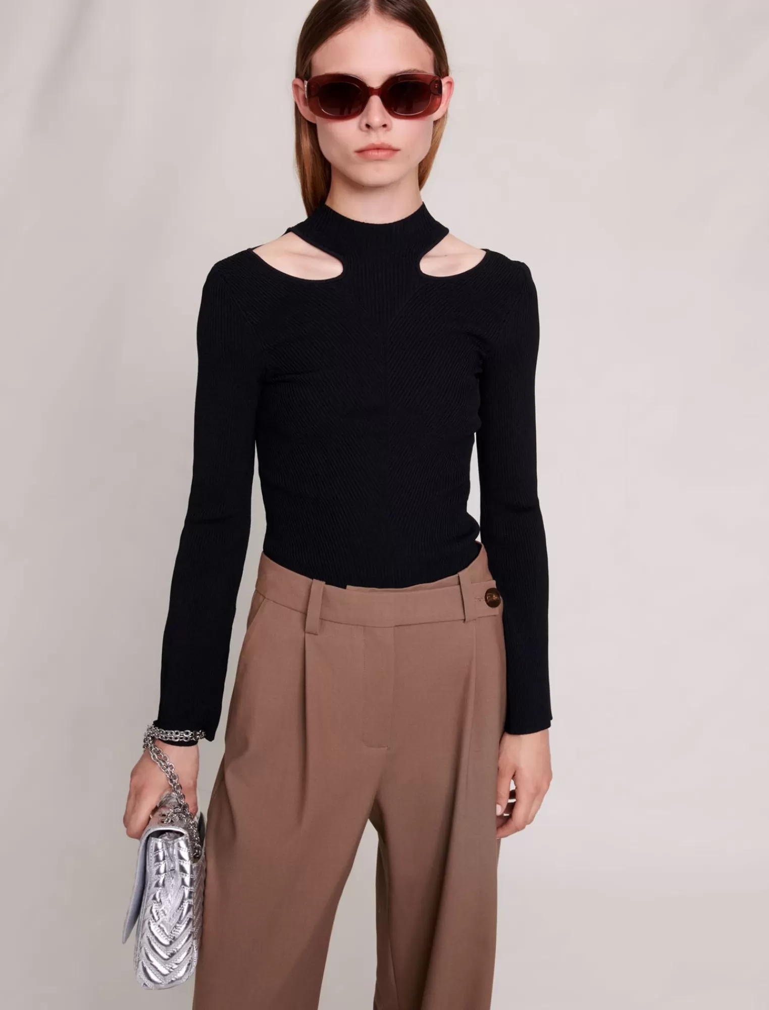 Women Maje Cutaway Knit Sweater