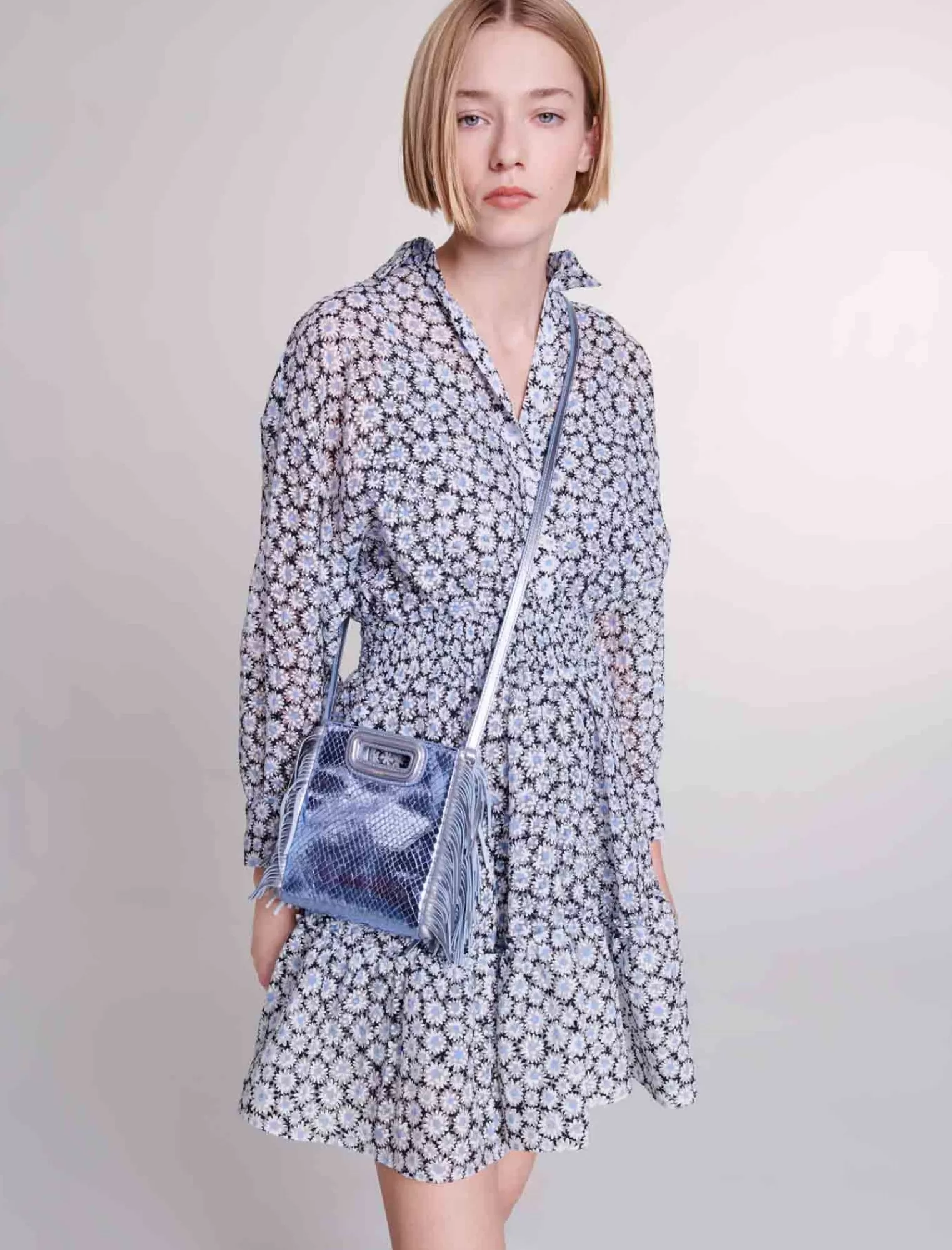 Women Maje Daisy Flower Printed Shirt Dress
