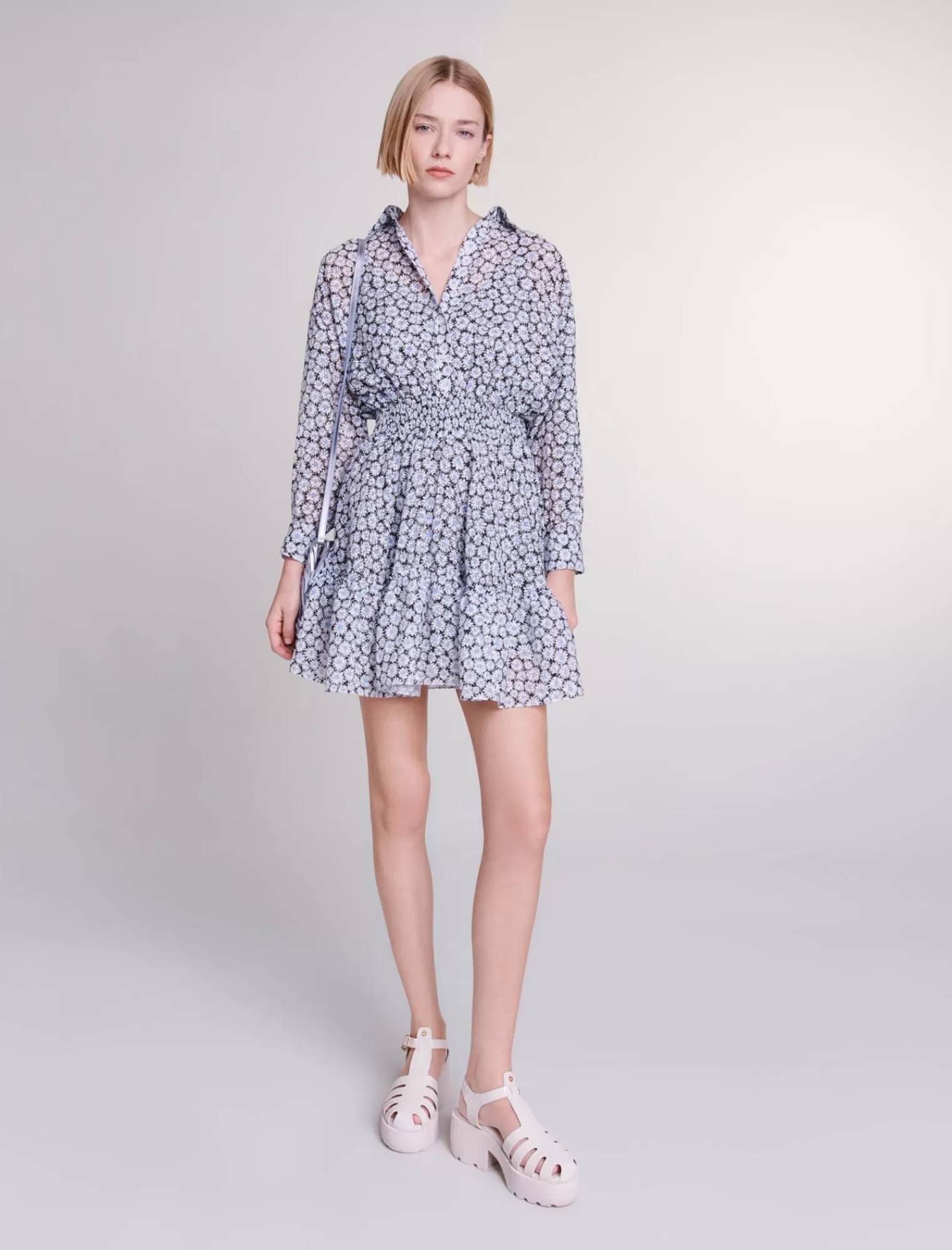 Women Maje Daisy Flower Printed Shirt Dress