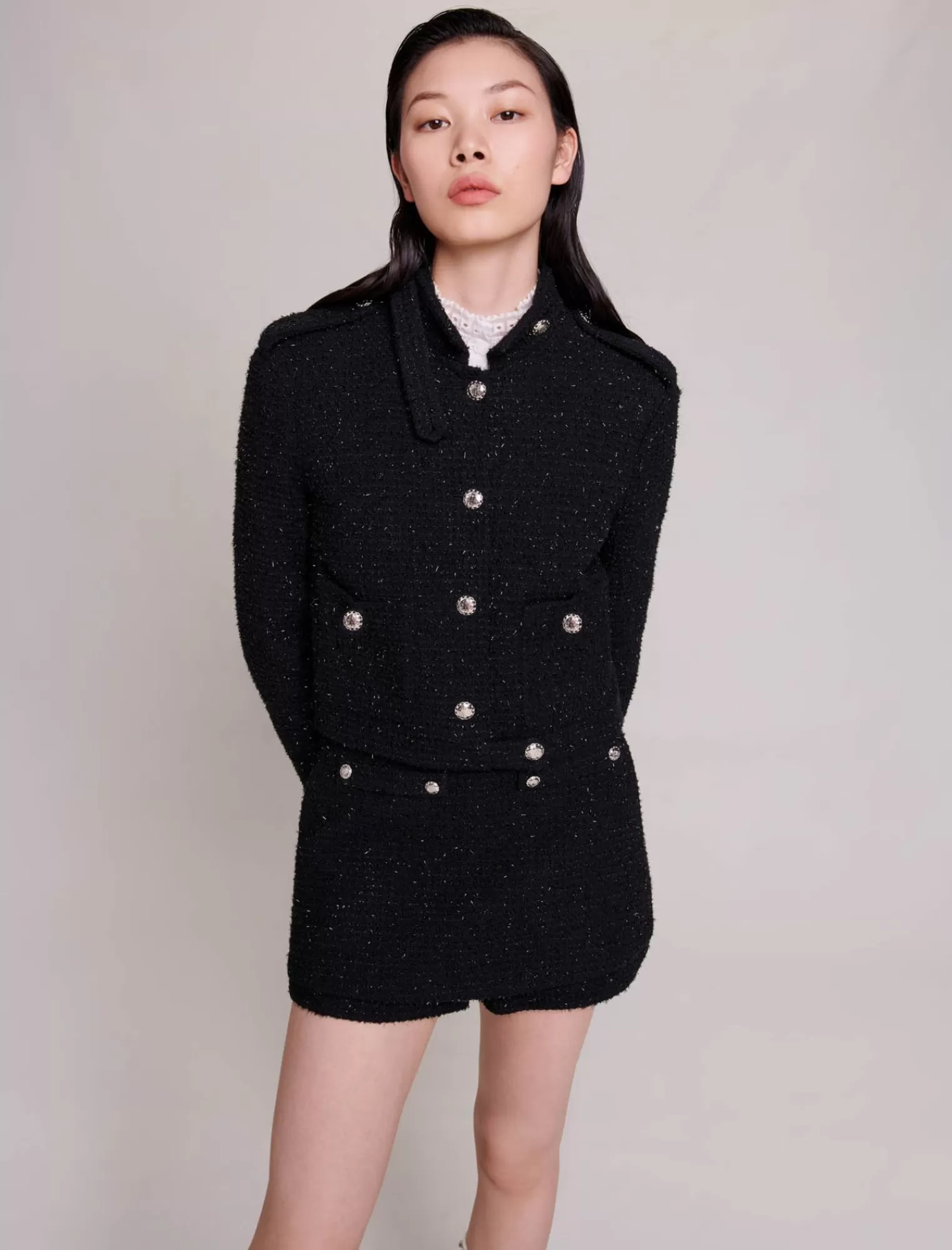 Women Maje Decorative Tweed Cropped Jacket