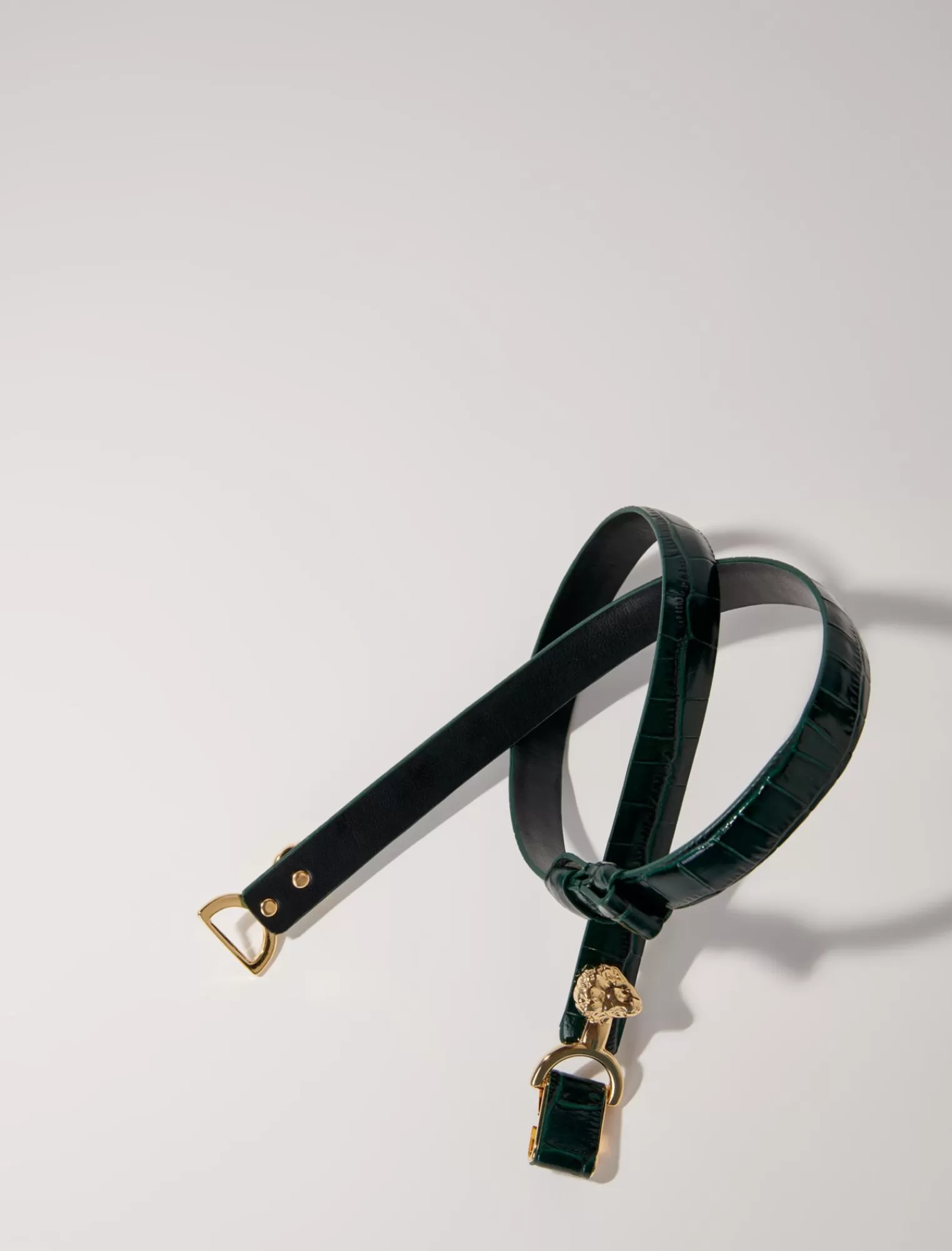 Women Maje Embossed Leather And Lion Horsebit Belt