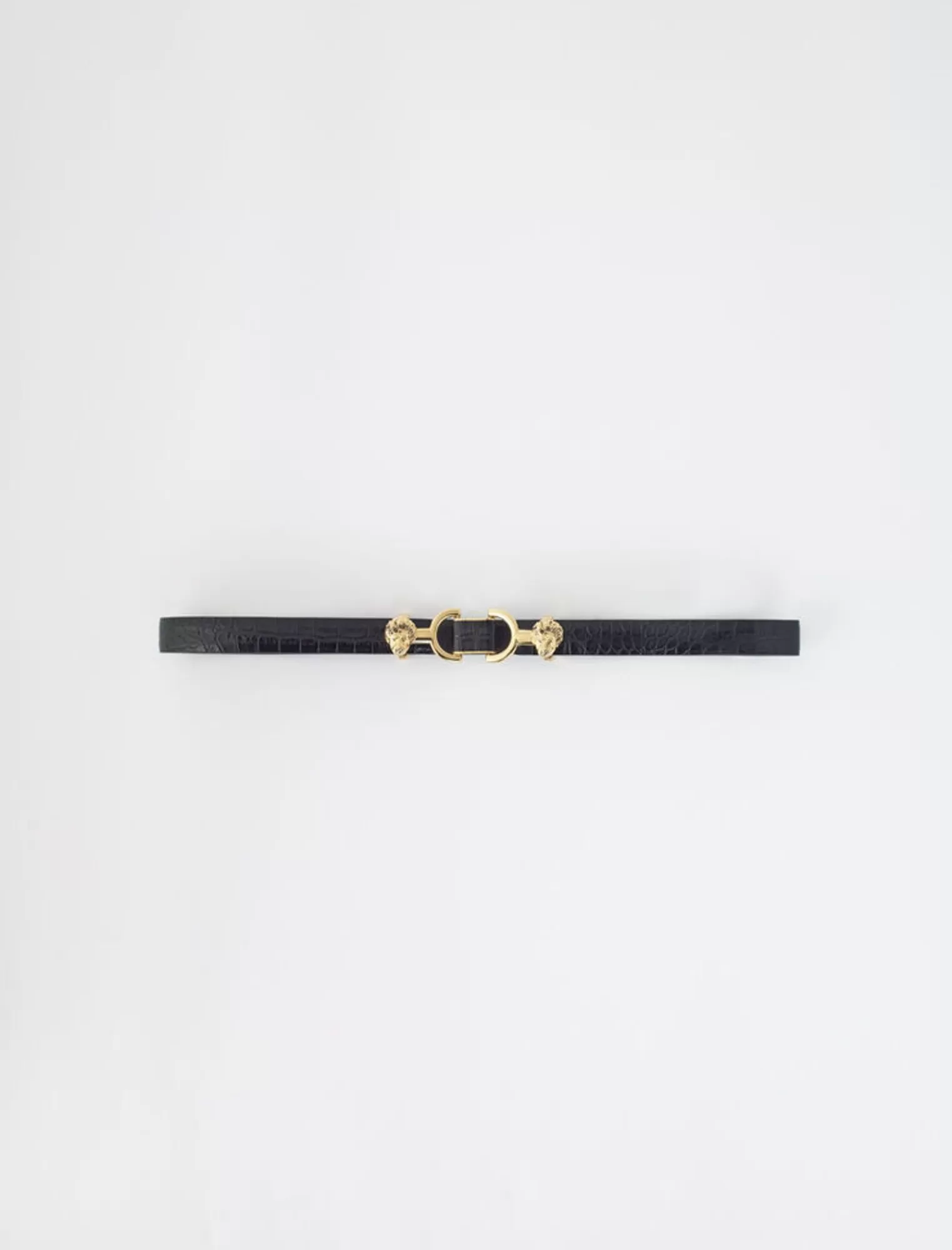 Women Maje Embossed Leather And Lion Horsebit Belt