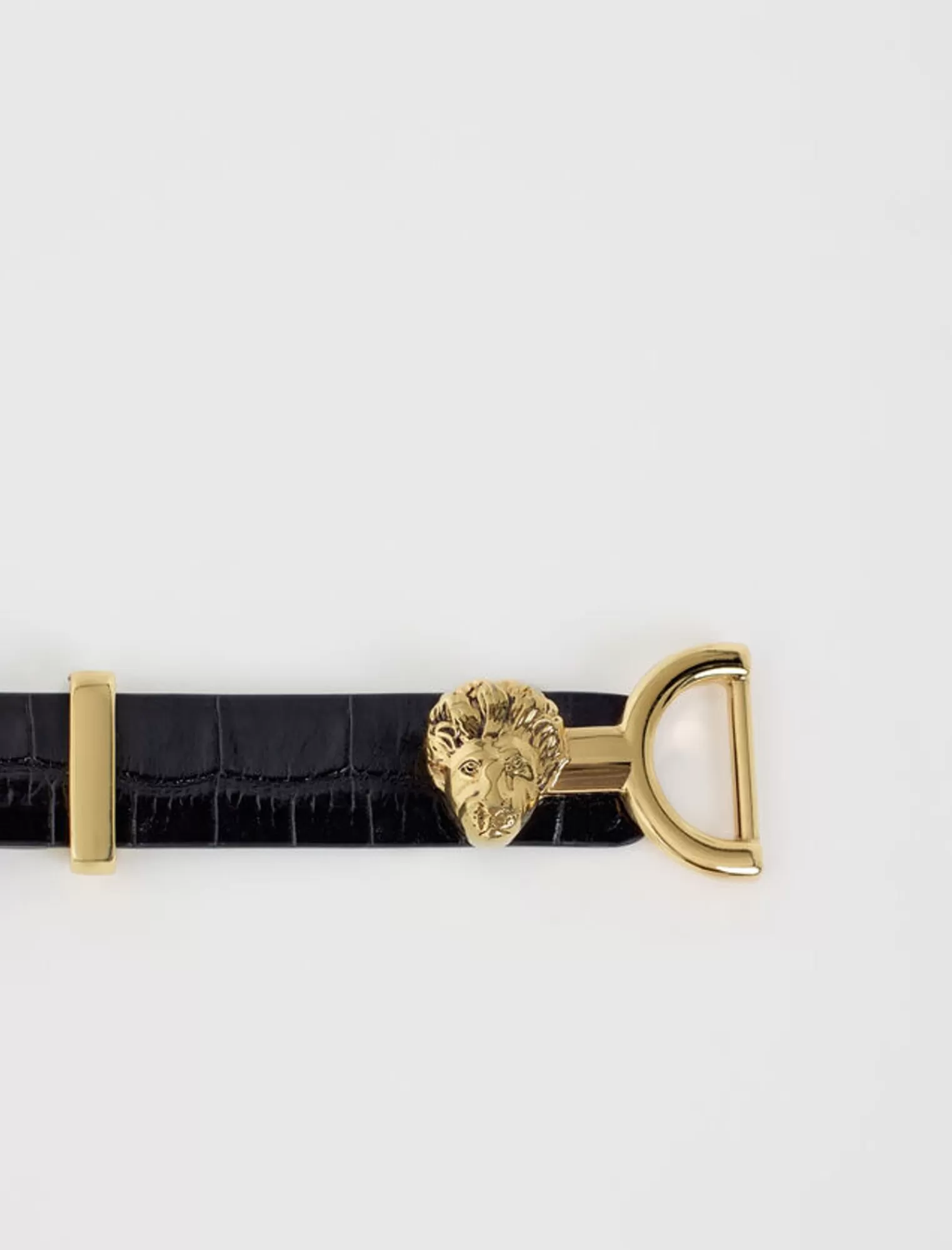 Women Maje Embossed Leather And Lion Horsebit Belt