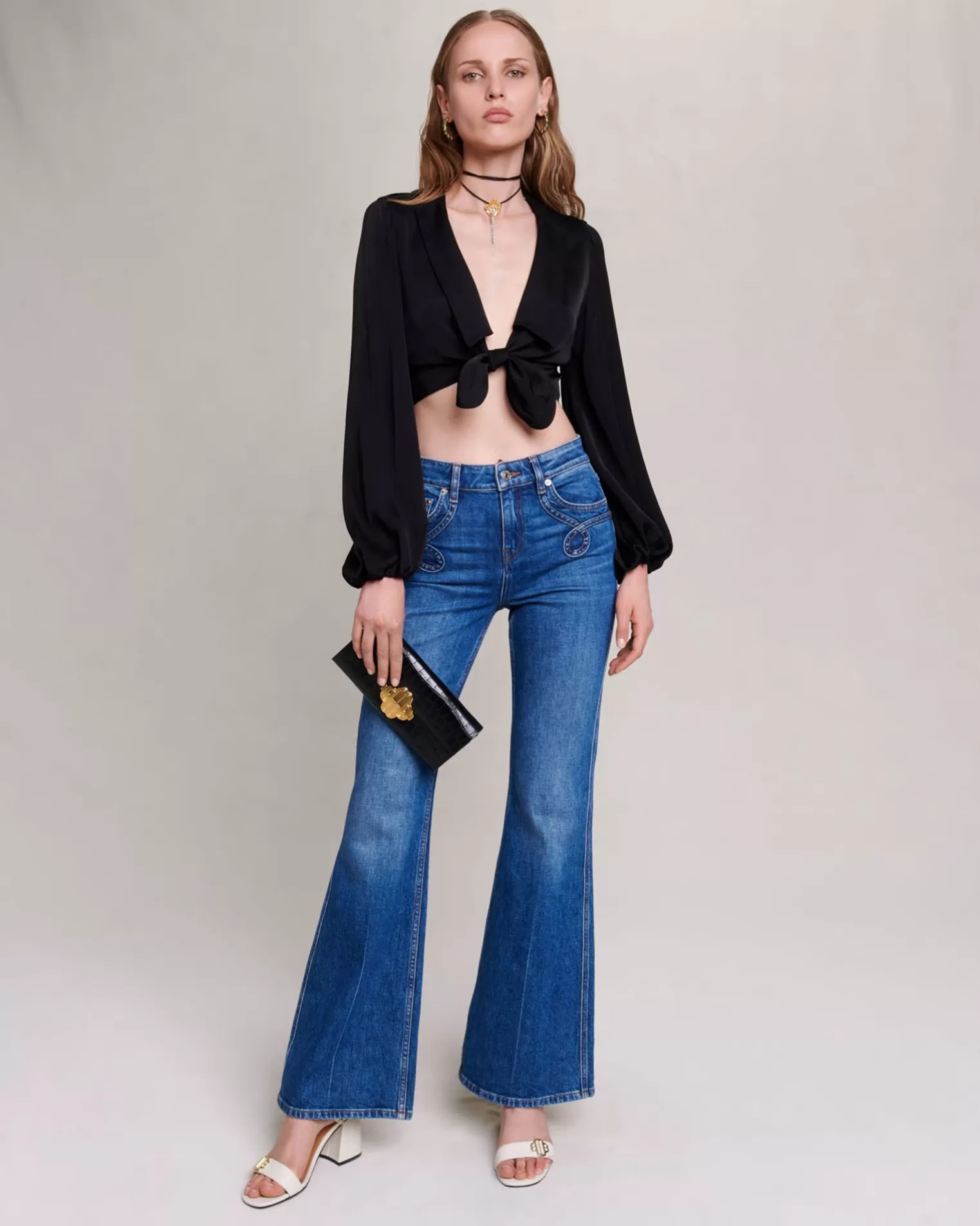 Women Maje Embroidered Flared Jeans