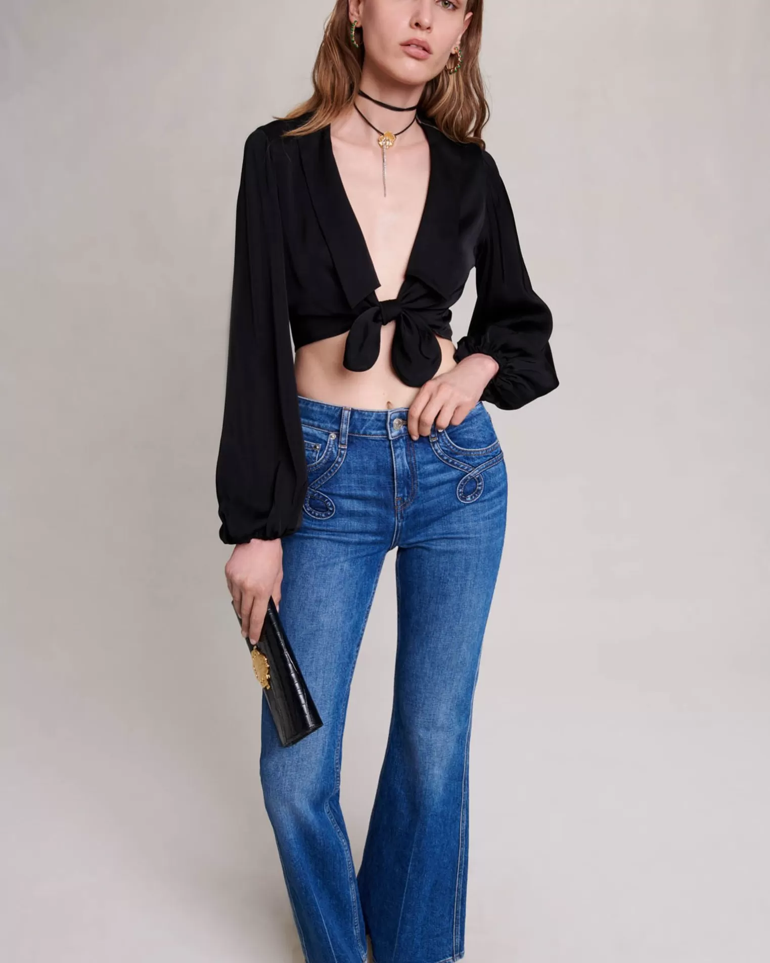 Women Maje Embroidered Flared Jeans