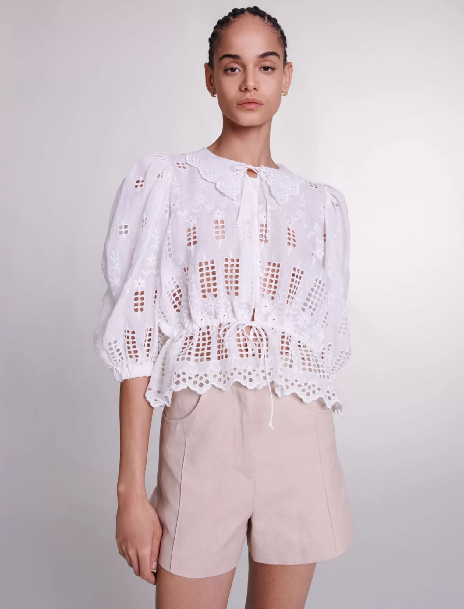 Women Maje Embroidered Linen Blouse