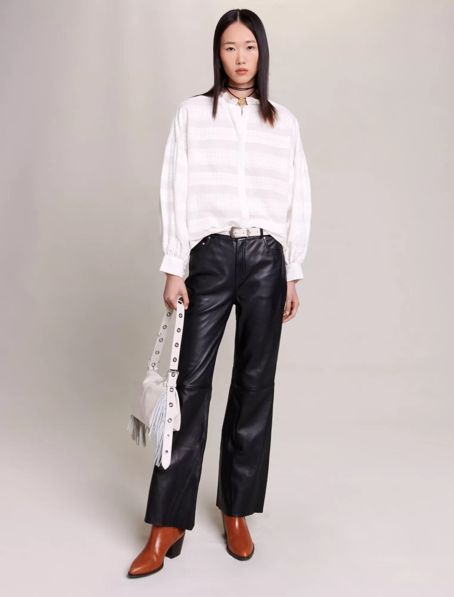 Women Maje Embroidered Ruffled Shirt