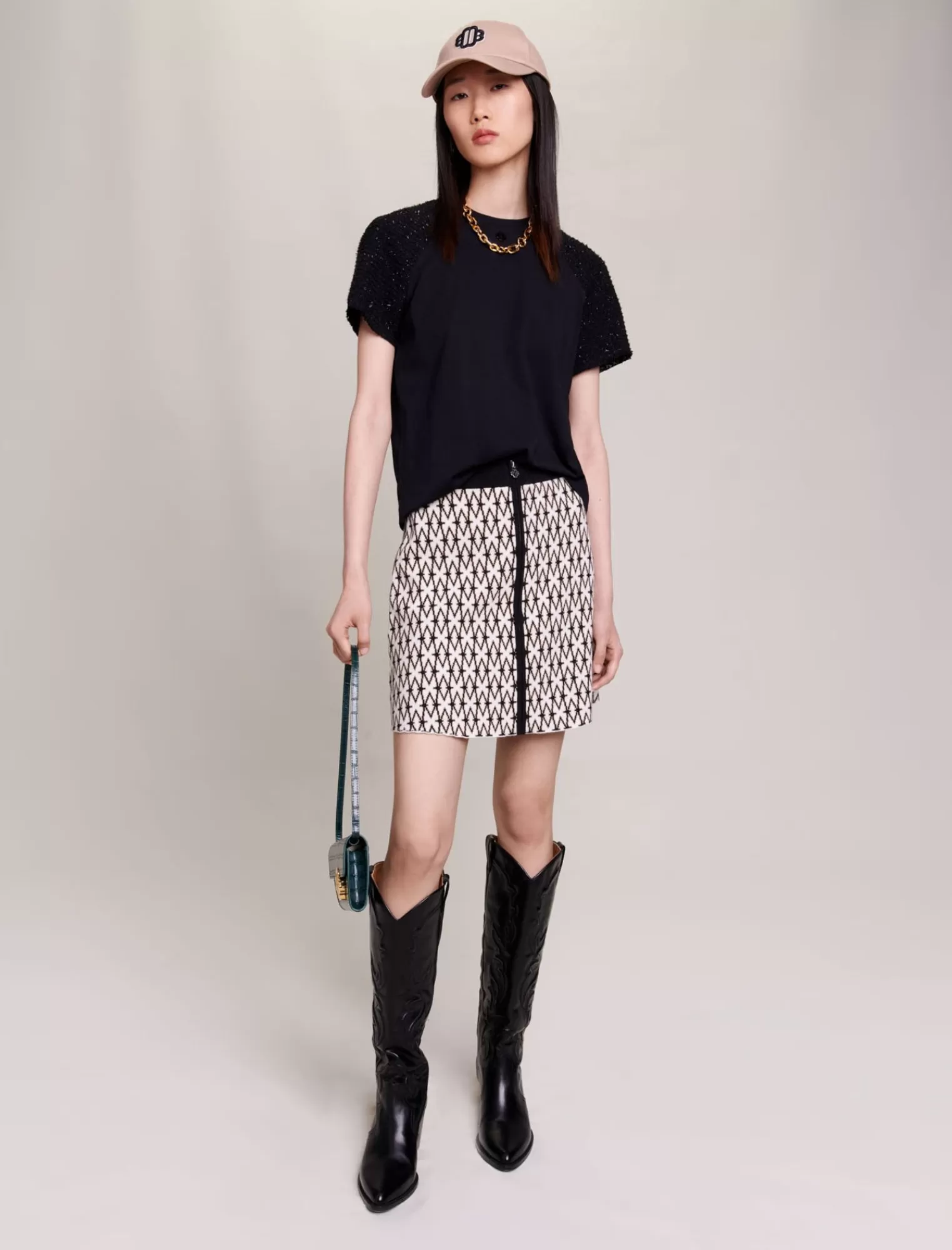 Women Maje Fancy Tweed Tshirt
