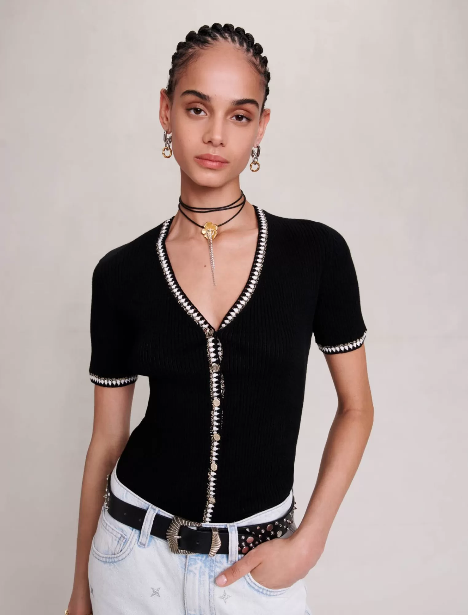 Women Maje Fitted Knitted Pullover