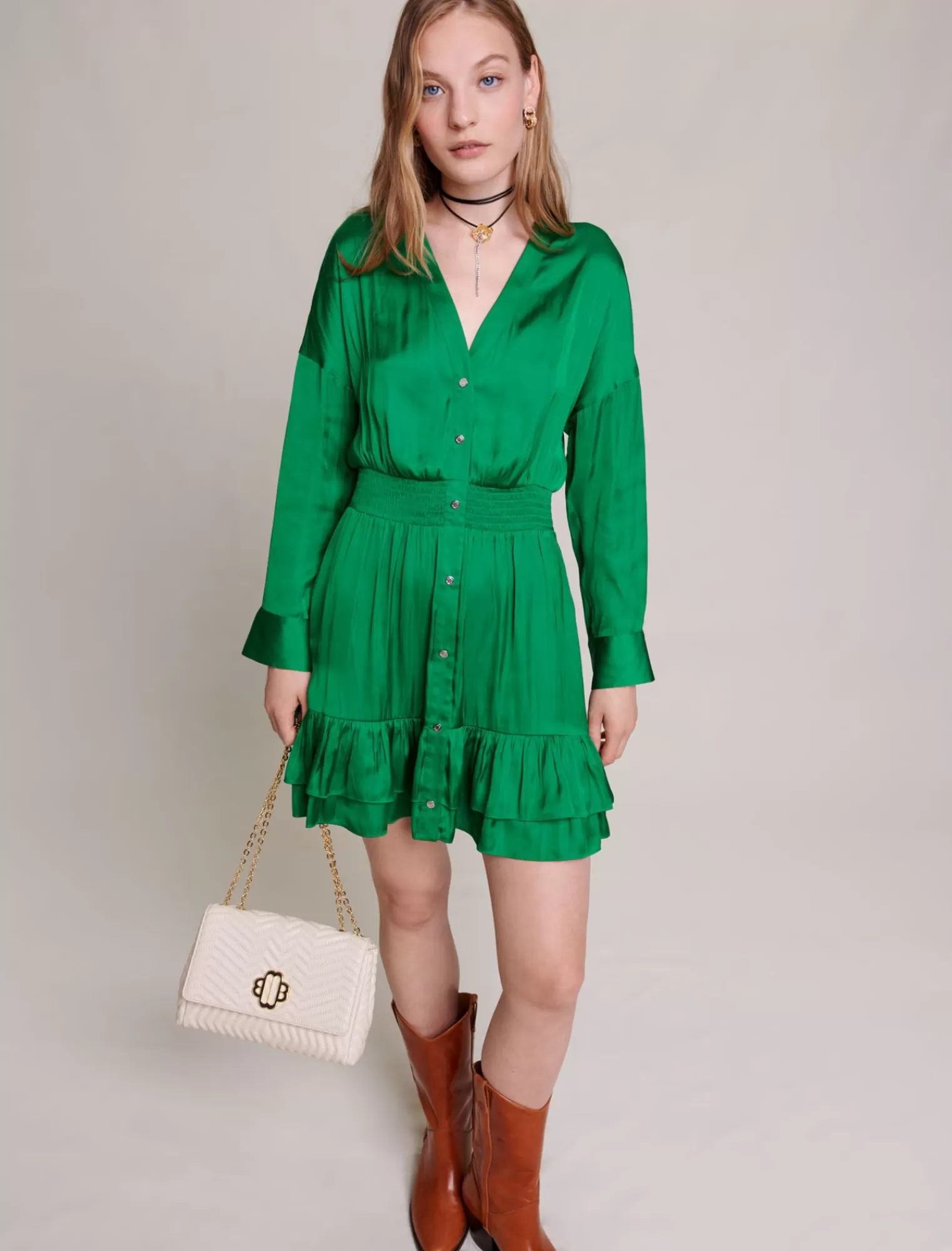 Women Maje Fitted Short Satin Dress